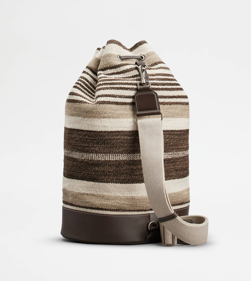 BAG IN FABRIC AND LEATHER MEDIUM - BROWN 4