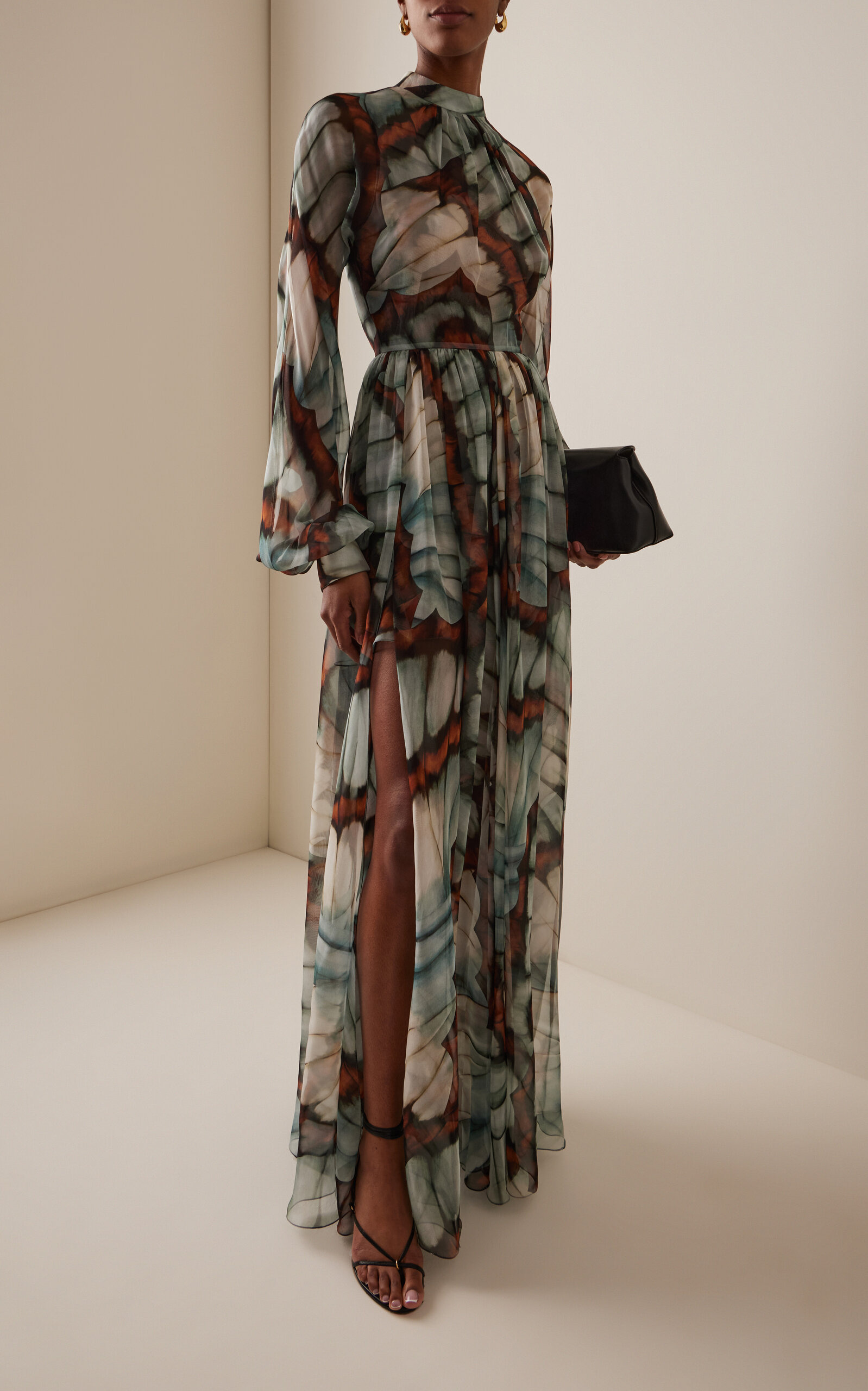Butterfly-Print Silk-Chiffon Gown blue - 2