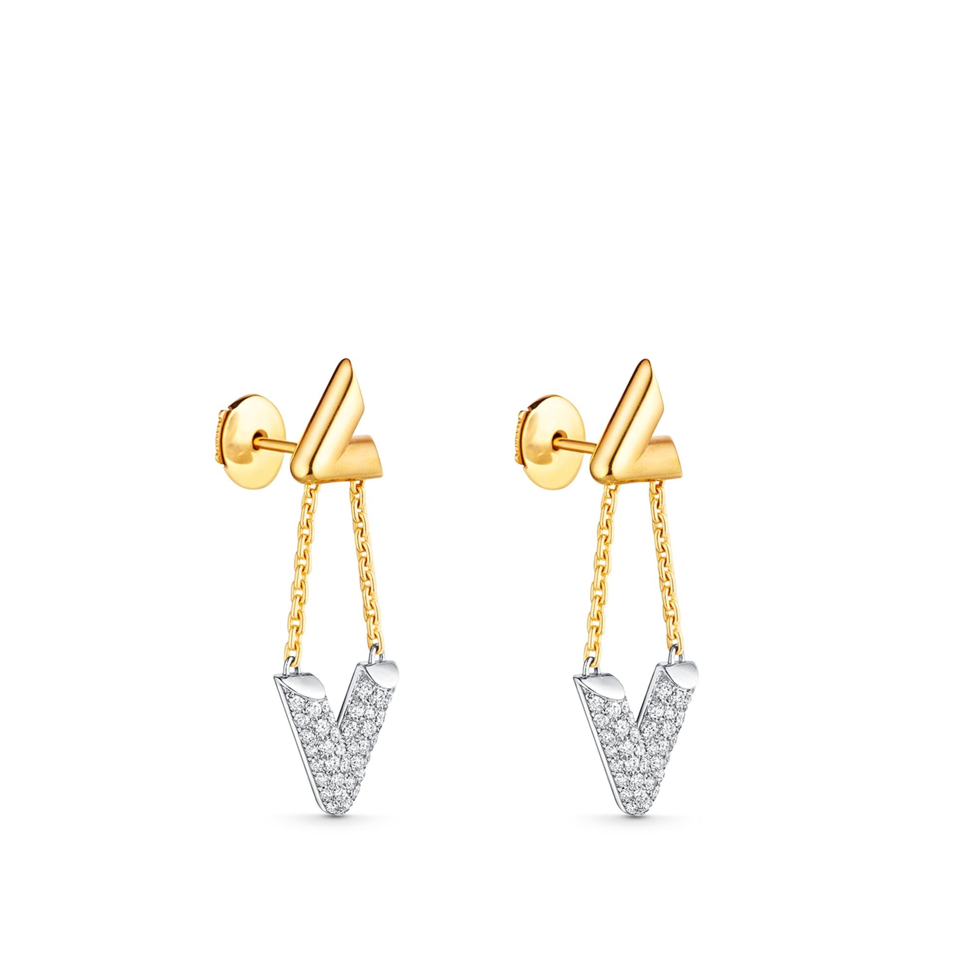 LV Volt Upside Down Earrings, Yellow Gold, White Gold And Diamonds - 3