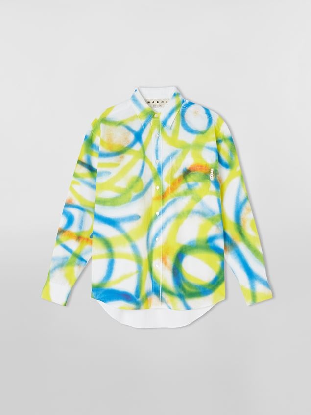 SCRIBBLE SPRAY PRINT COTTON POPLIN SHIRT - 1