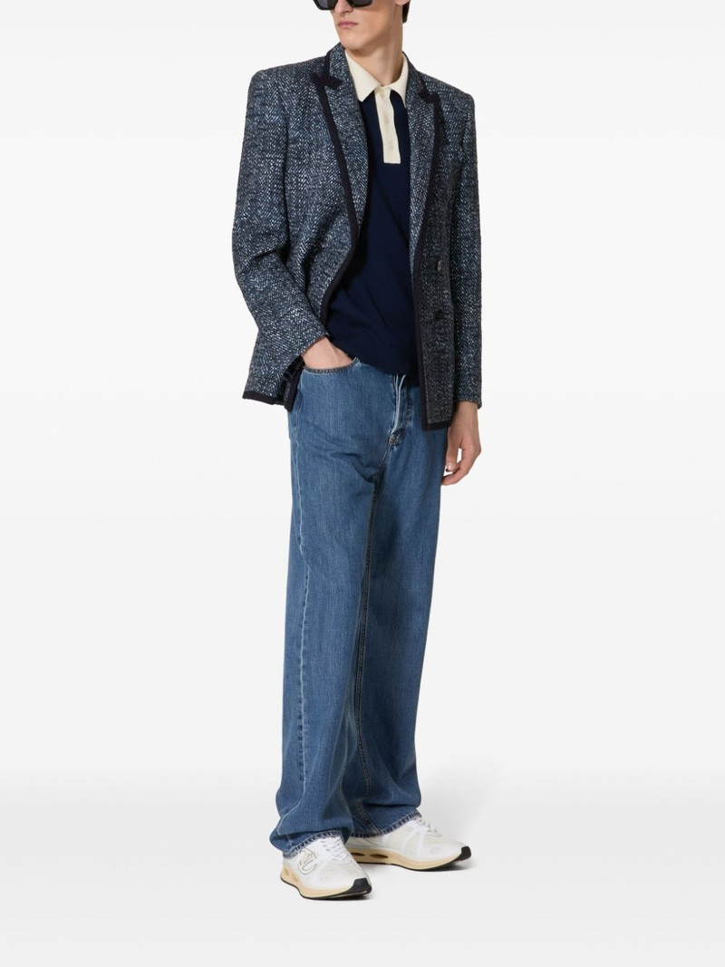 Valentino contrast-trim fine-knit polo shirt outlook