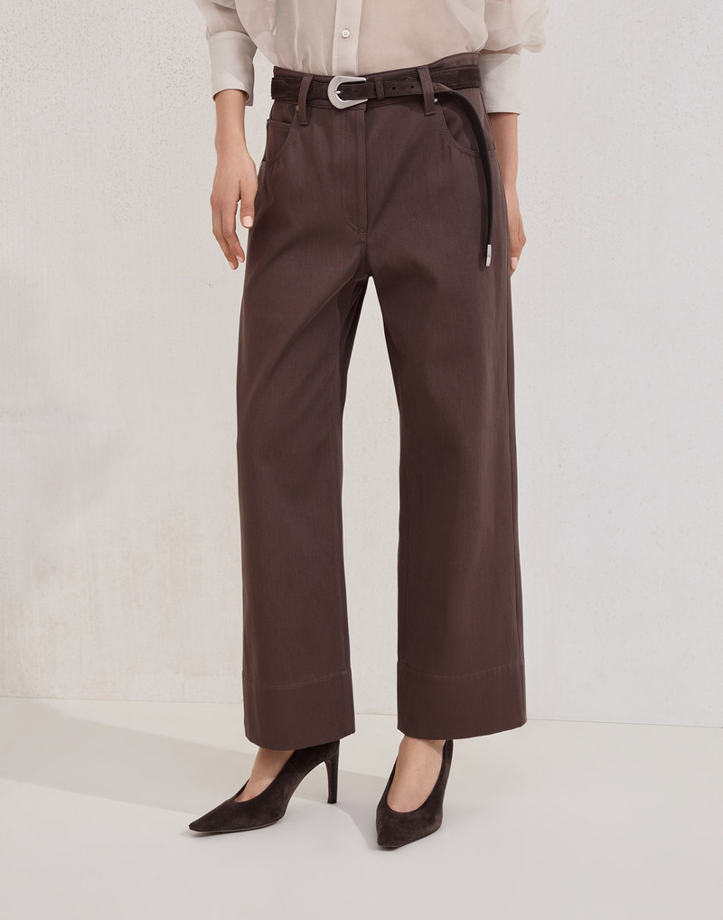 Couture 면 gabardine 사각형 chino 바지 와 monili 1