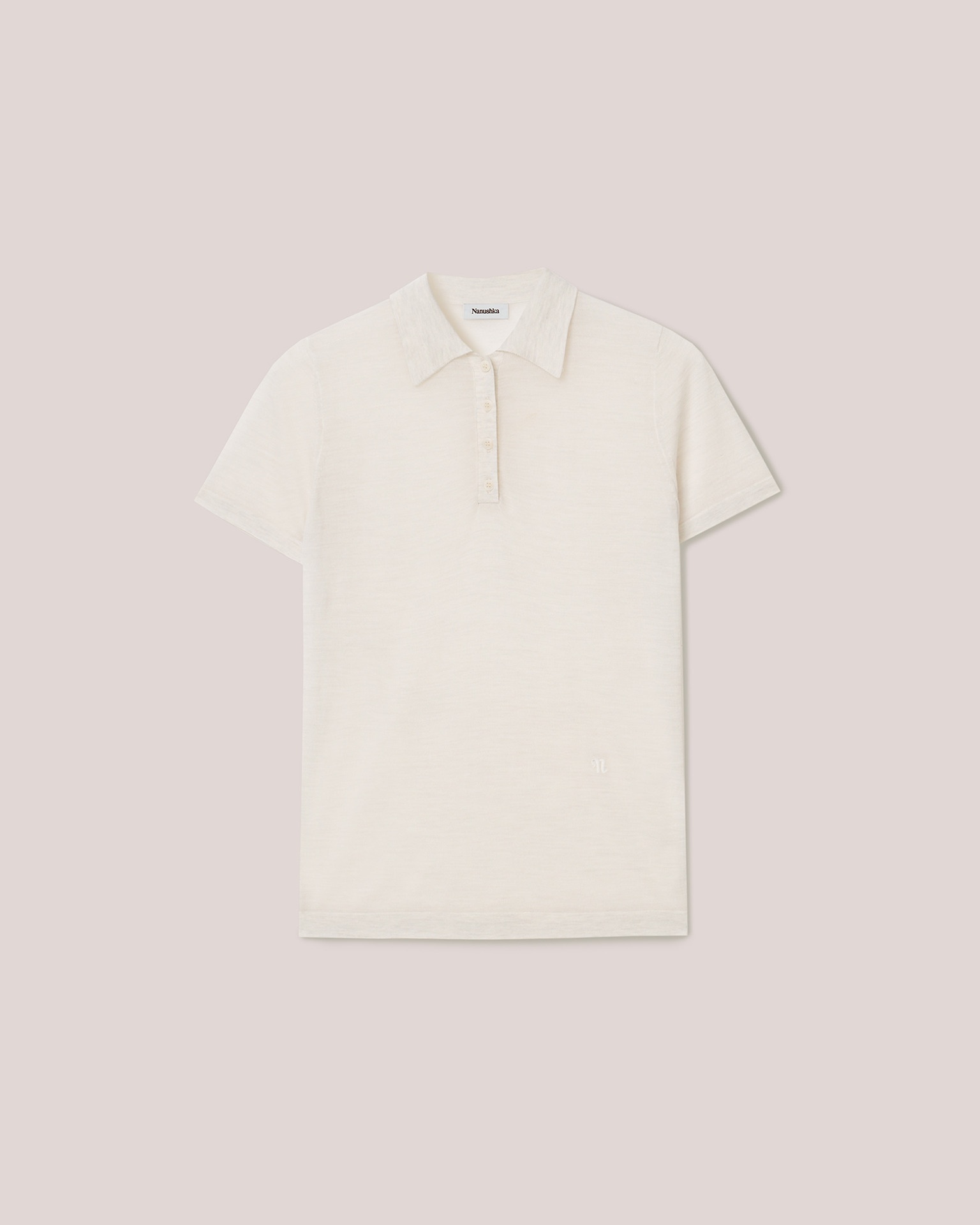 HATTI - Superfine merino polo shirt - Creme - 6