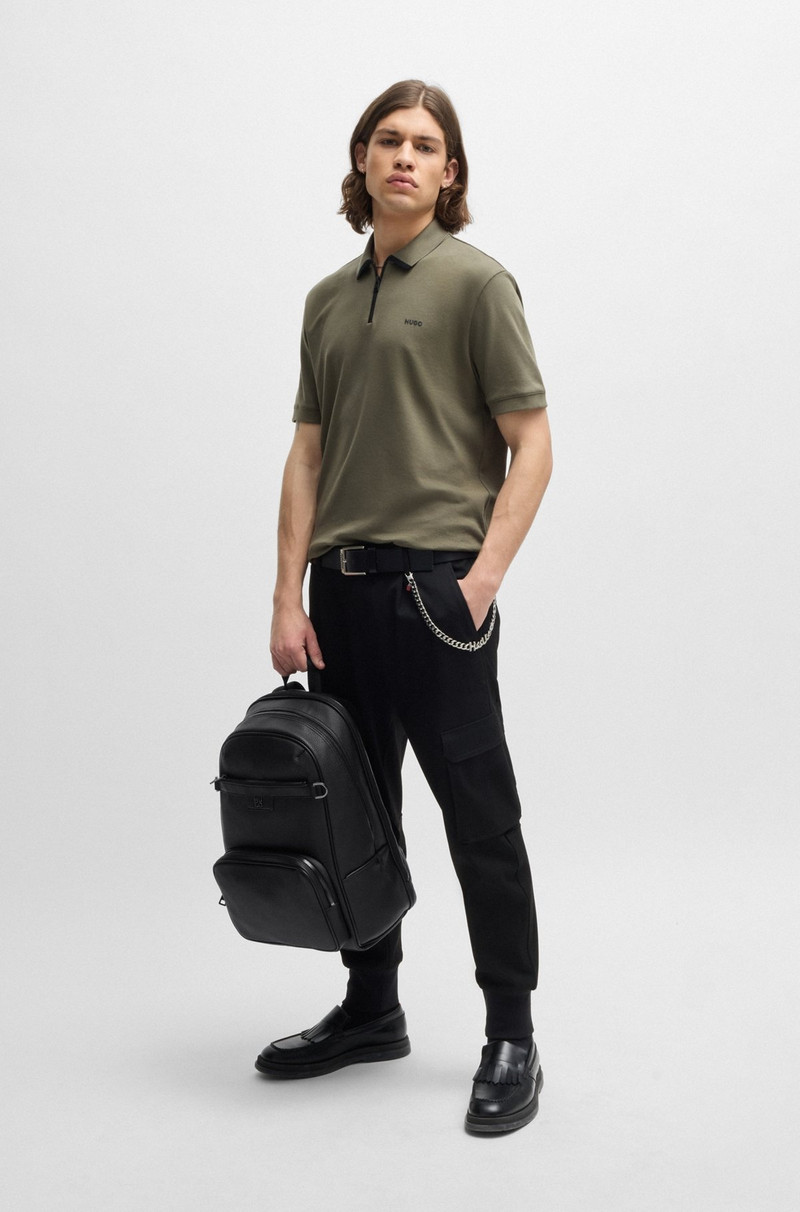 HUGO GRAINED FAUX-LEATHER BACKPACK WITH STACKED LOGO TRIM outlook