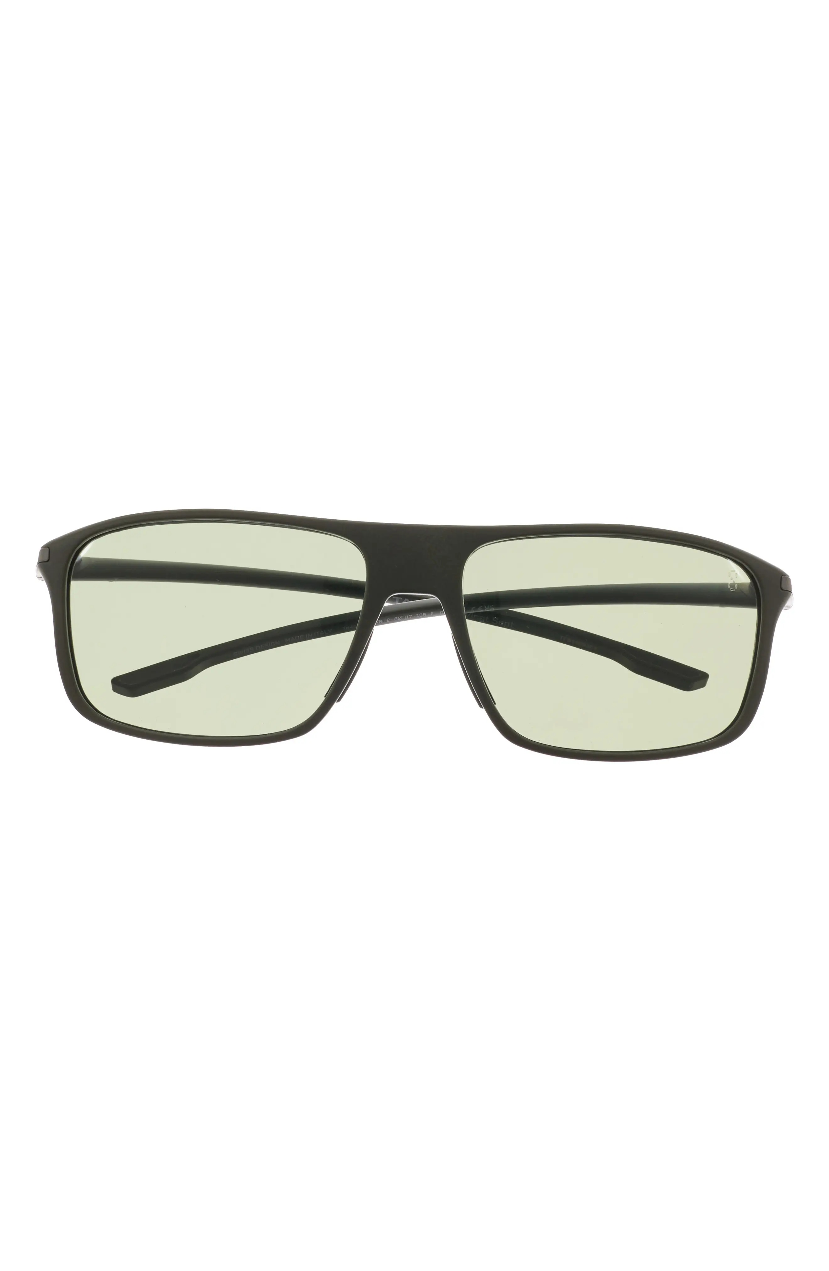 60mm Rectangle Sunglasses in Matte Dark Green /Green Polar - 1