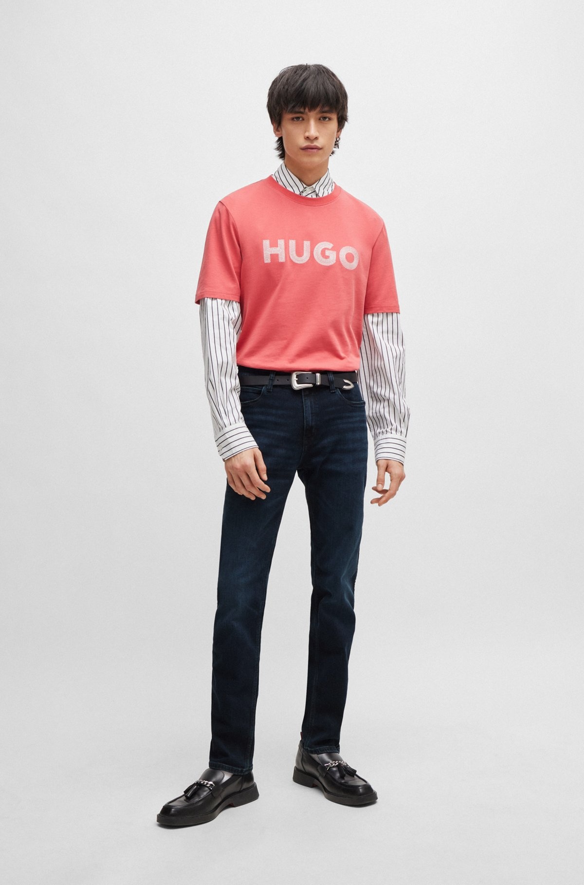 SLIM-FIT JEANS IN BLUE-BLACK STRETCH DENIM - 3