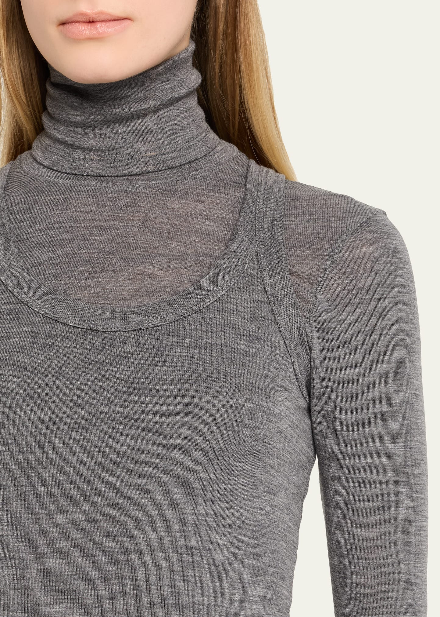 Double-Layer Merino Jersey Turtleneck - 5