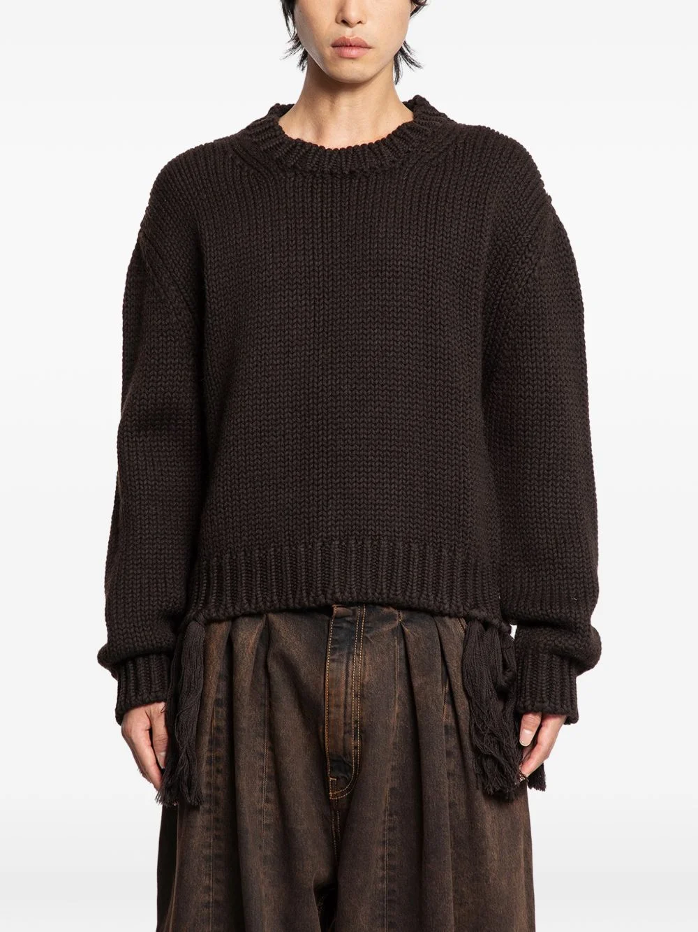 fringed wool sweater - 1