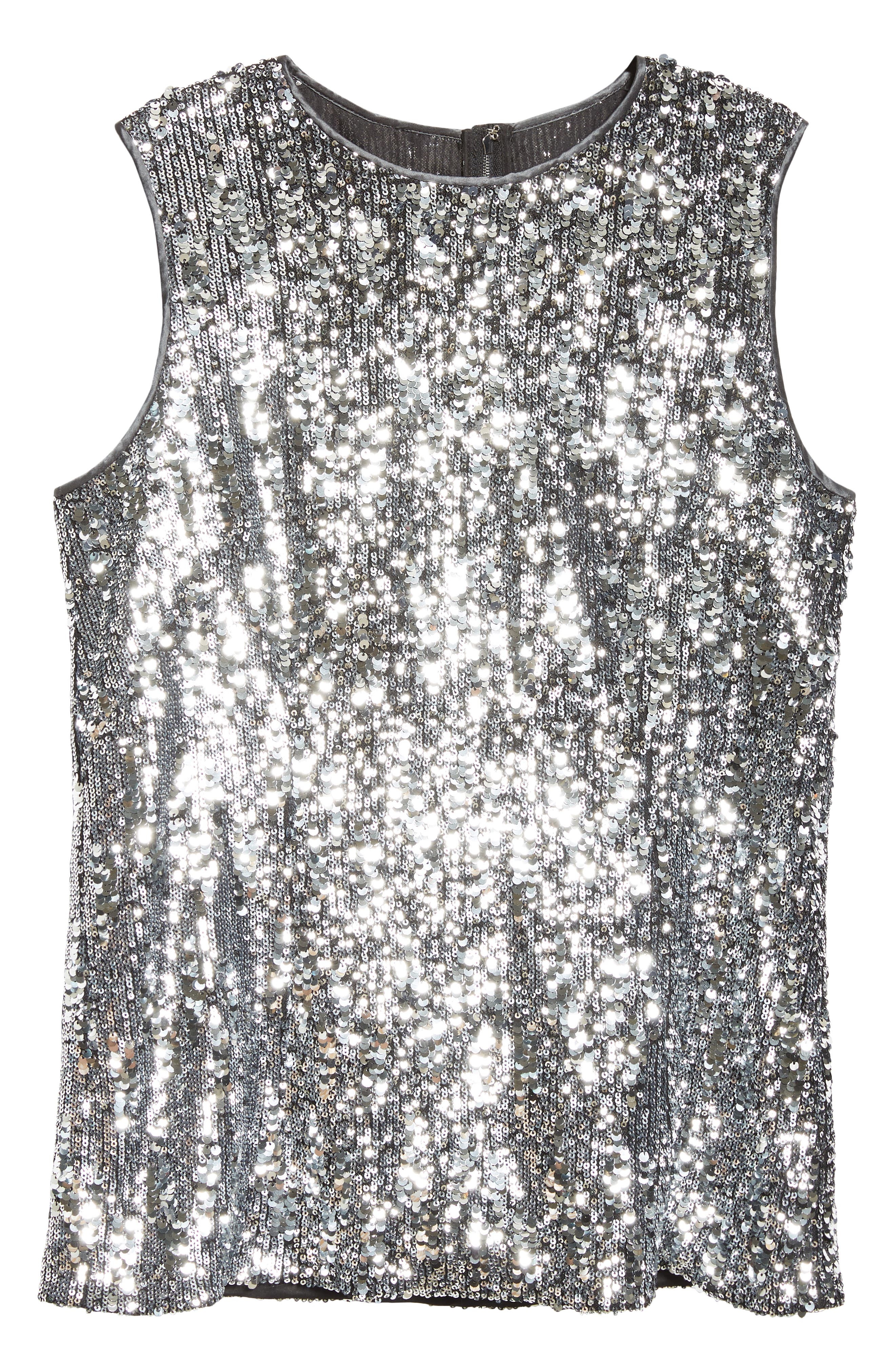 Dolce&Gabbana Sequin Sleeveless Top in Argento at Nordstrom - 6
