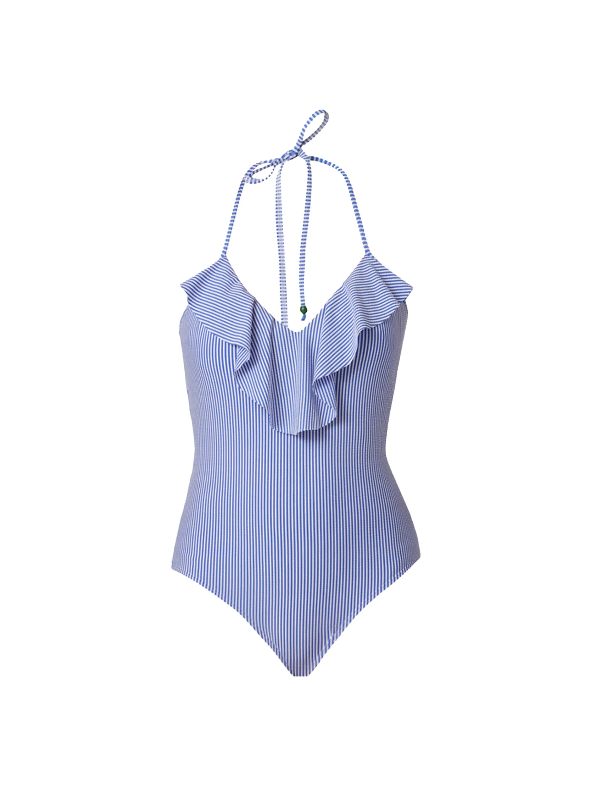 Women's Striped One-Piece Swimsuit - Blue - 1