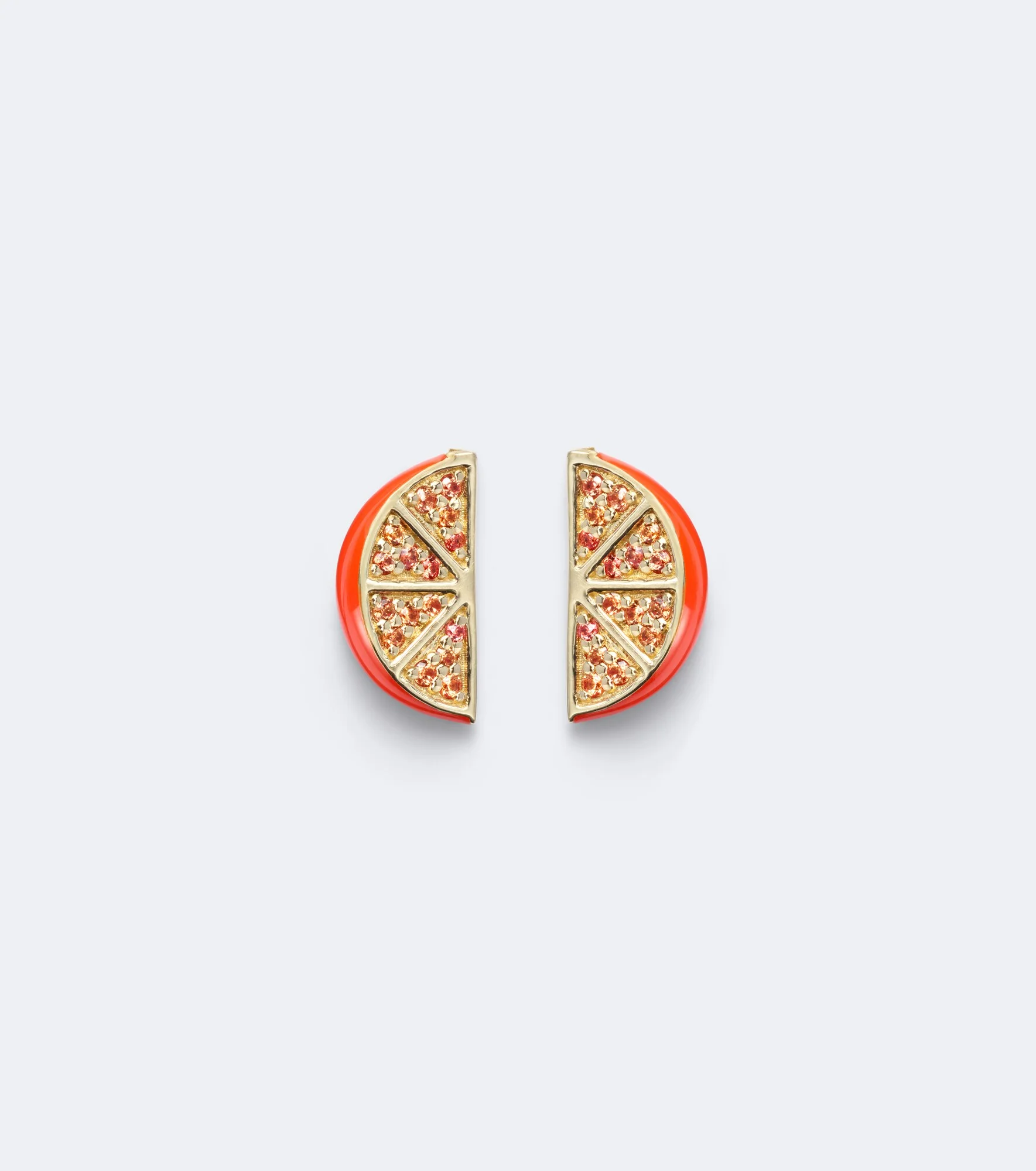 Orange 14kt gold earrings with sapphires - 1
