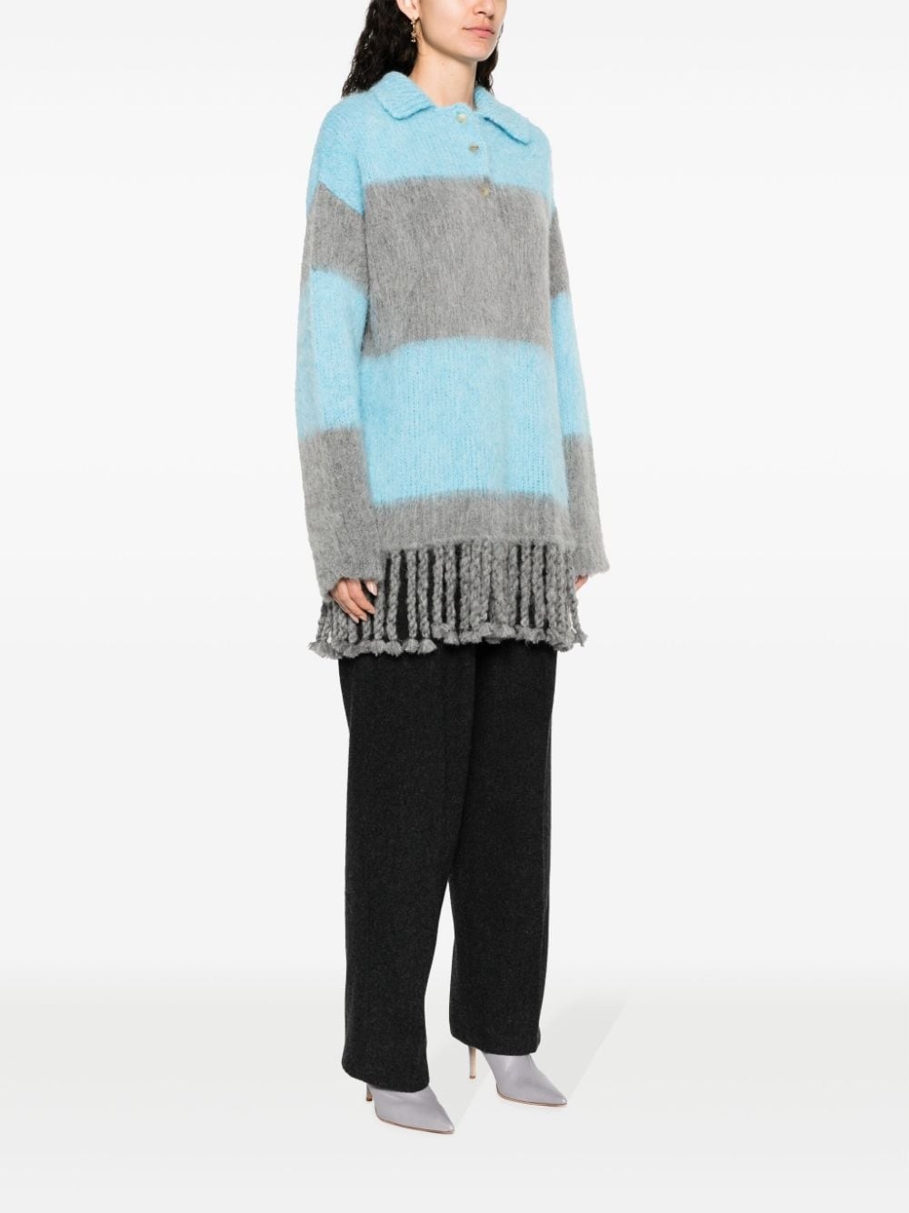 fringed-edge sweater minidress - 3