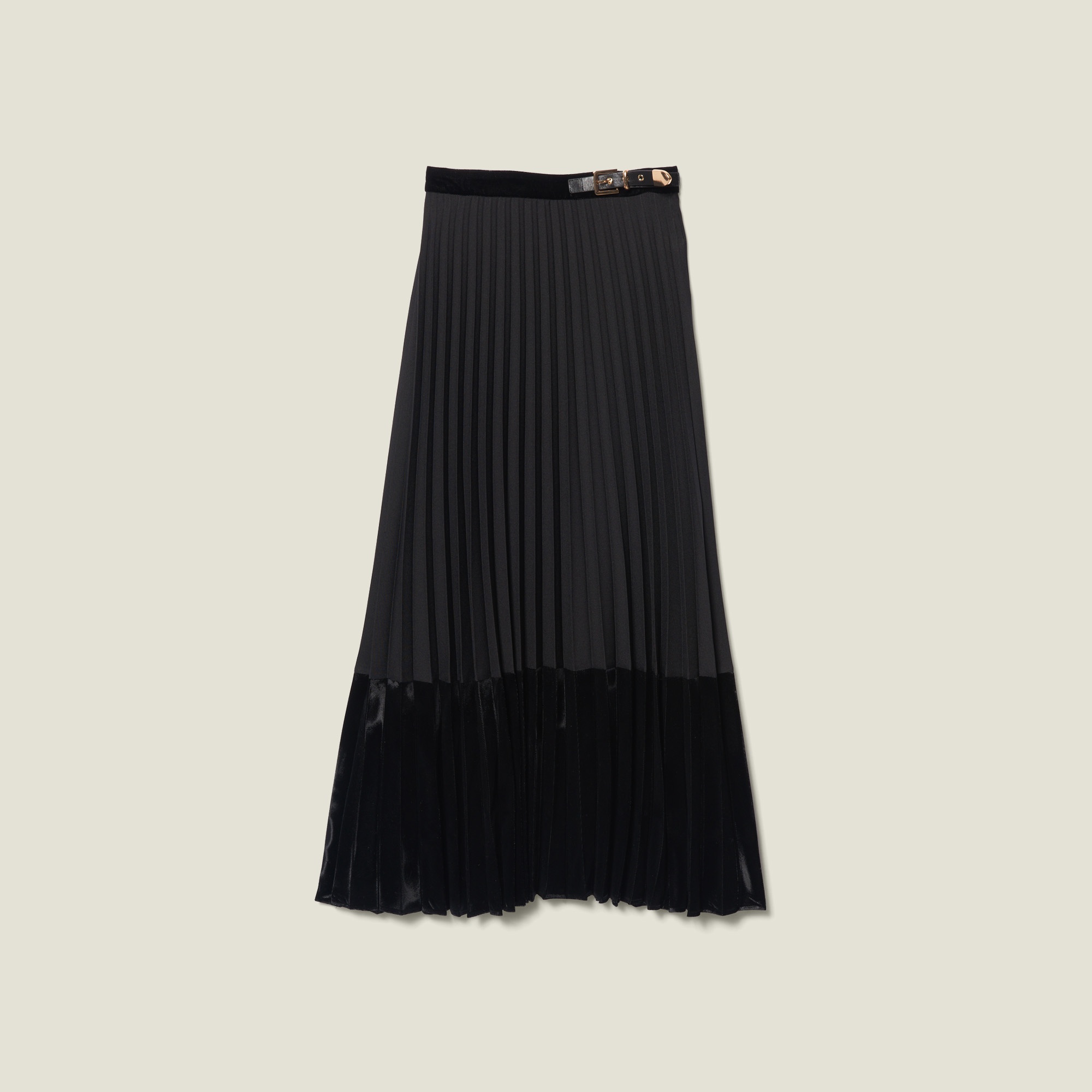 Long pleated wrapover skirt - 1