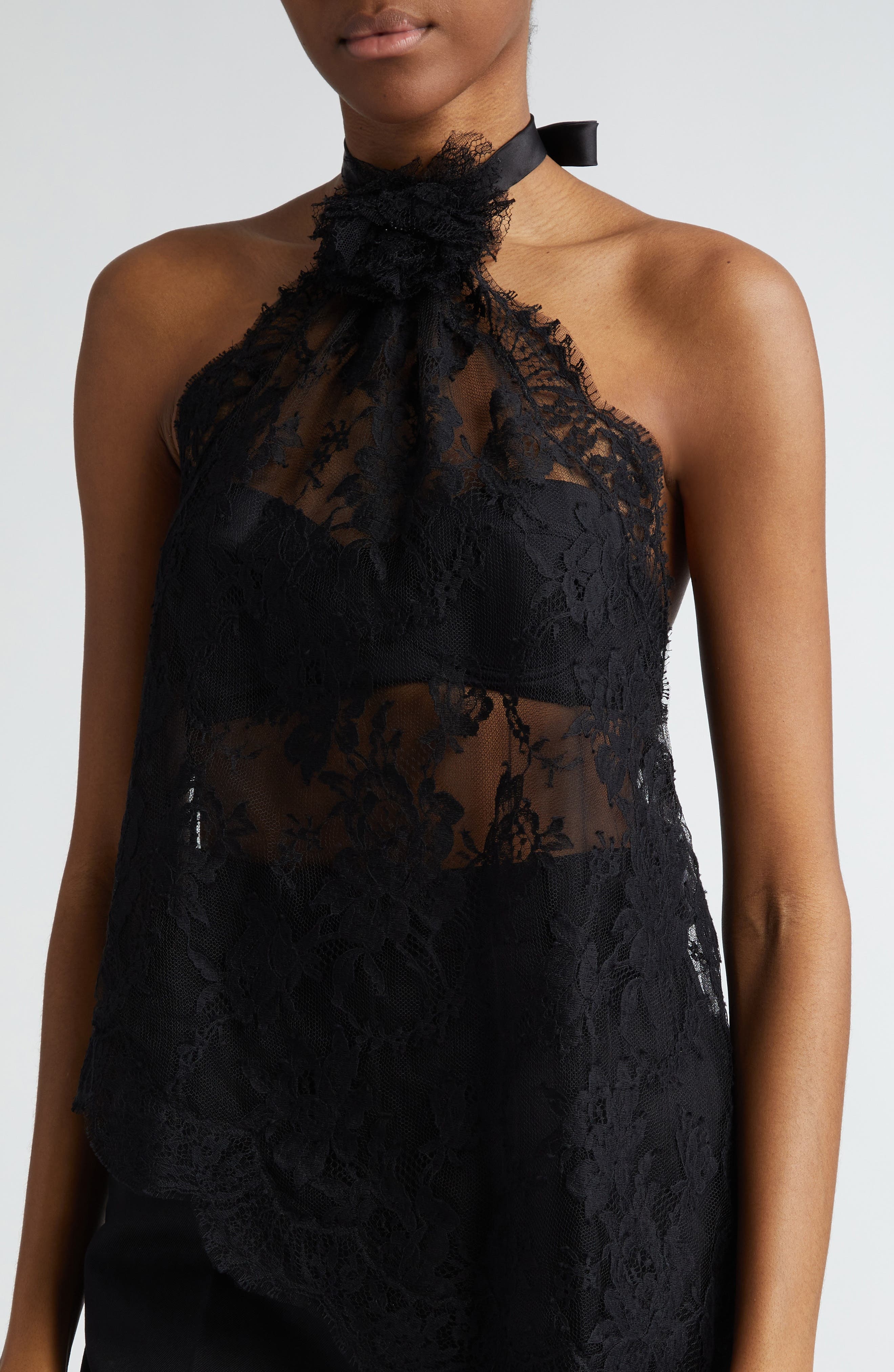 Floral Lace Halter Top - 5