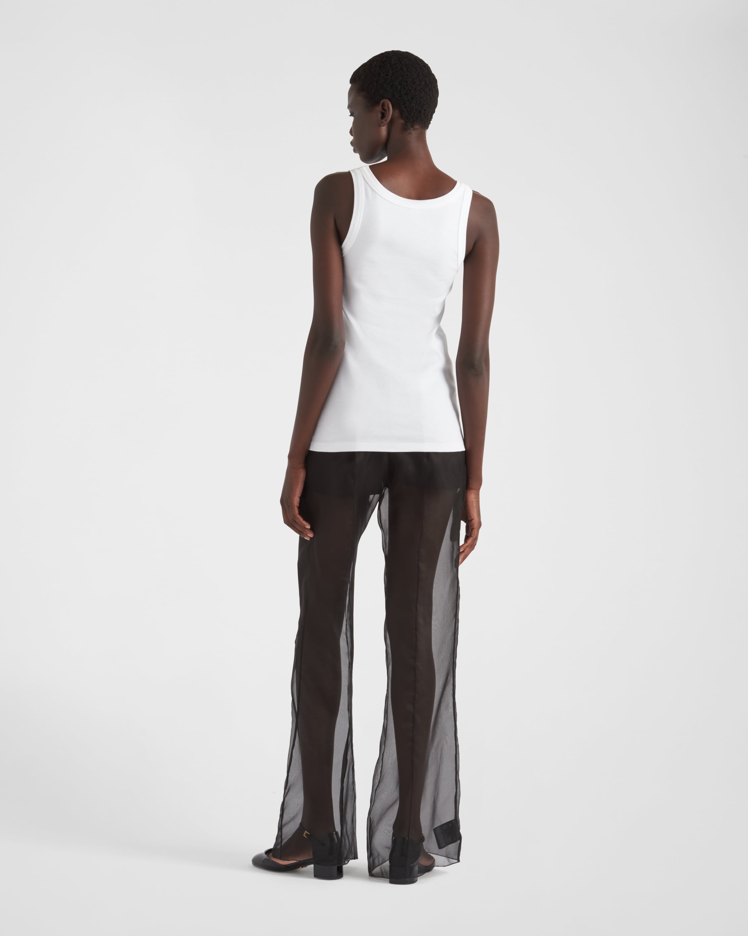 Ribbed knit jersey top with embroidery - 5