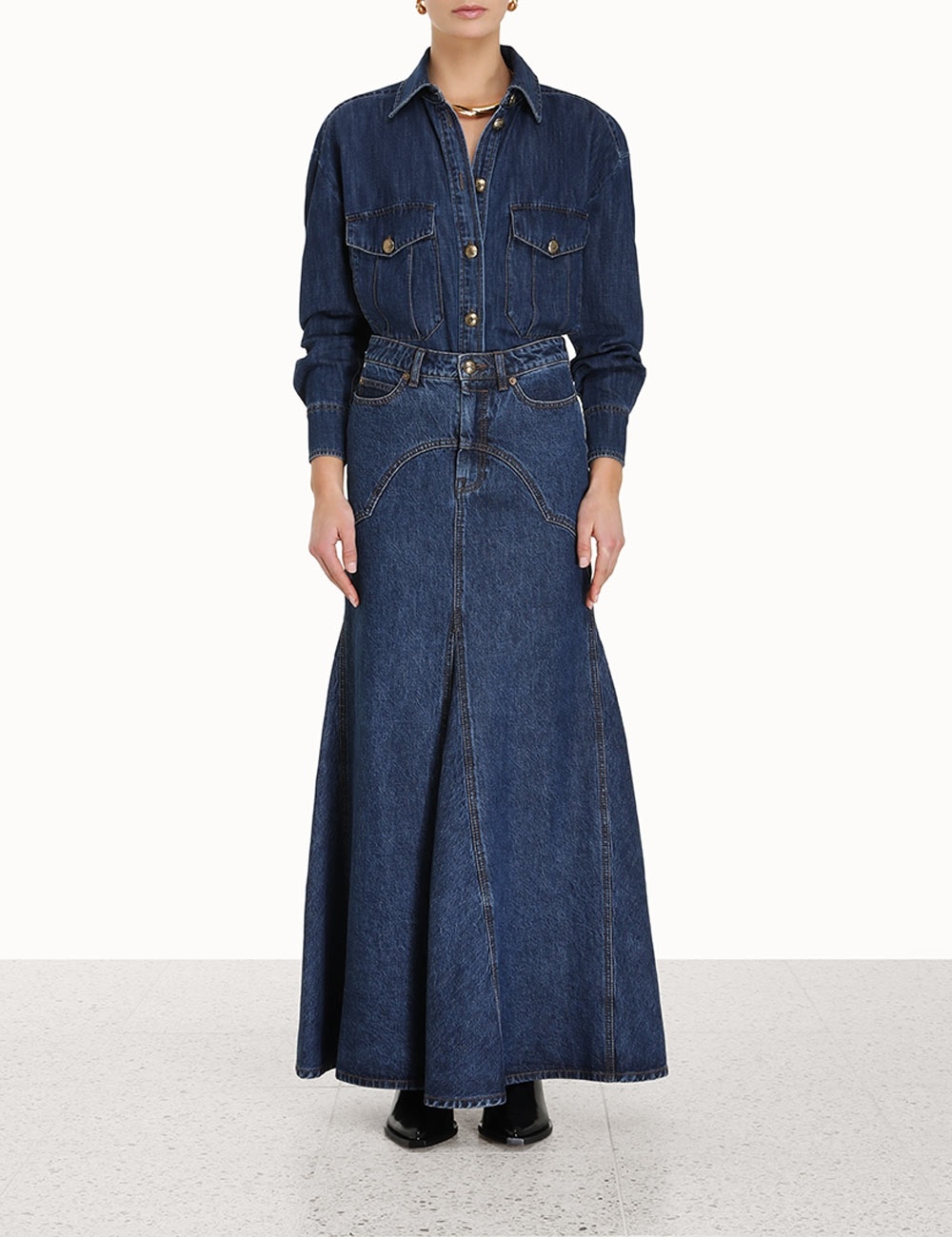 LUMINOSITY DENIM MAXI SKIRT - 2