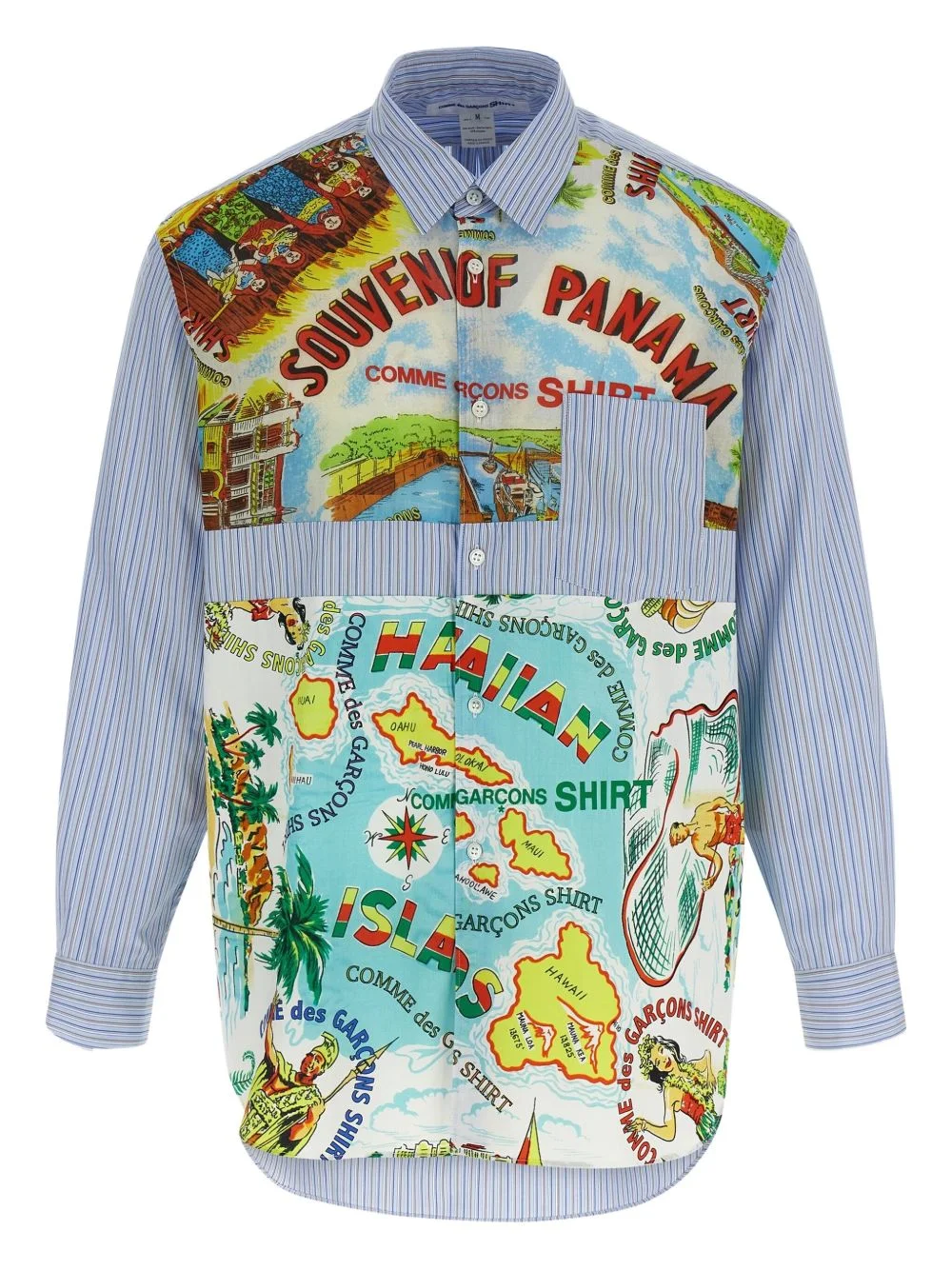 striped patterned-insert shirt - 1