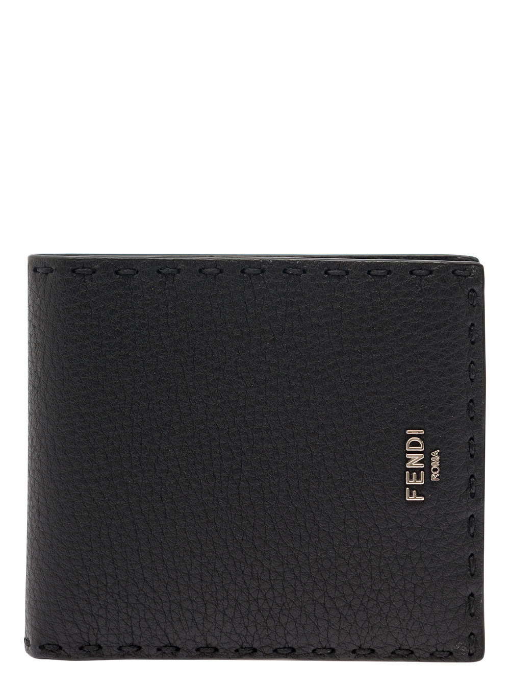 Fendi Men 'Selleria' Black Bifold Wallet With Fendi Lettering In Leather Man - 1