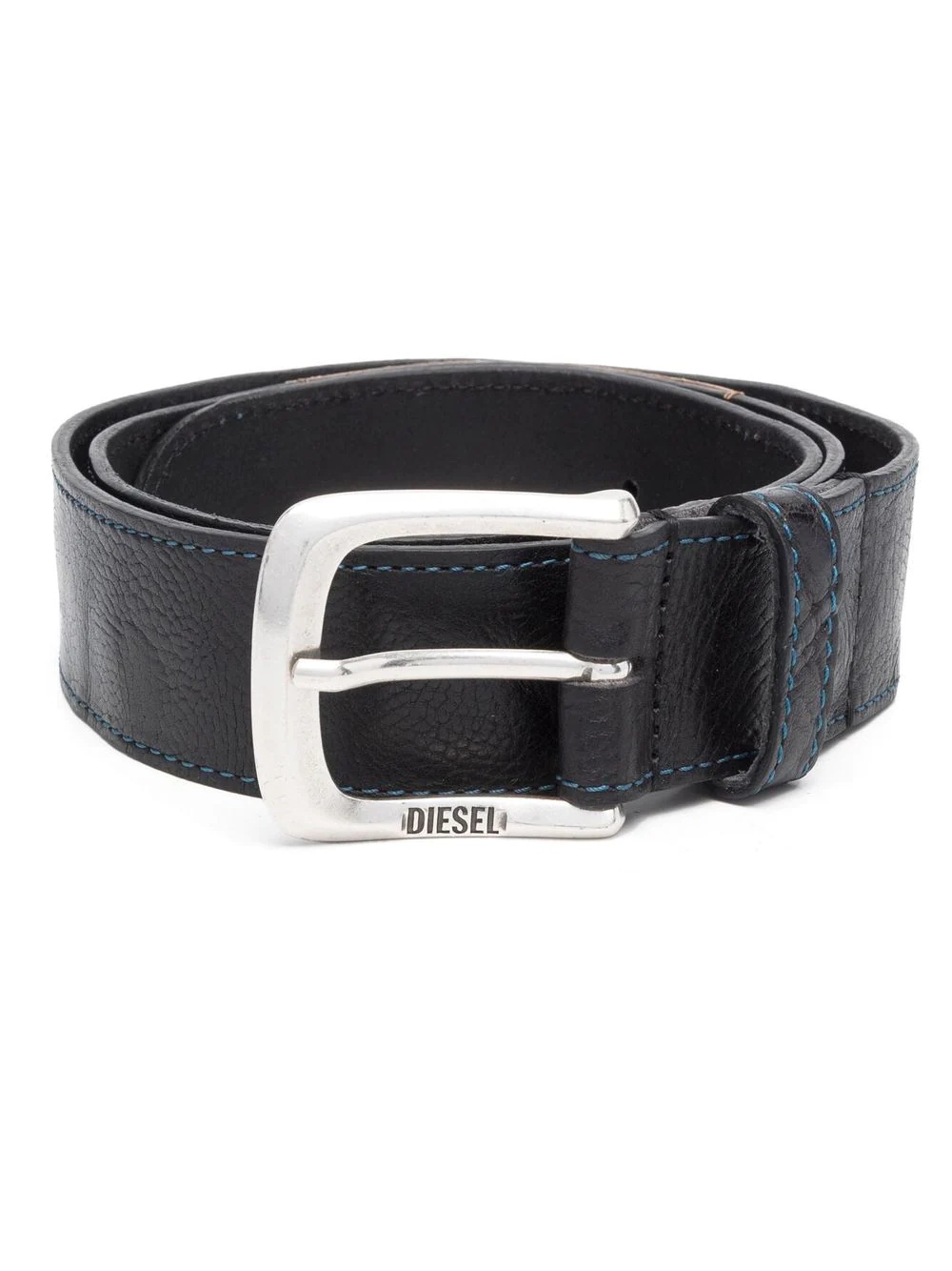 contrast-stitch leather buckle belt - 1