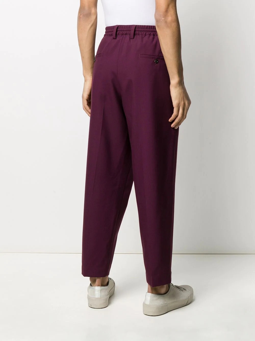 elasticated-waist straight-leg trousers - 4