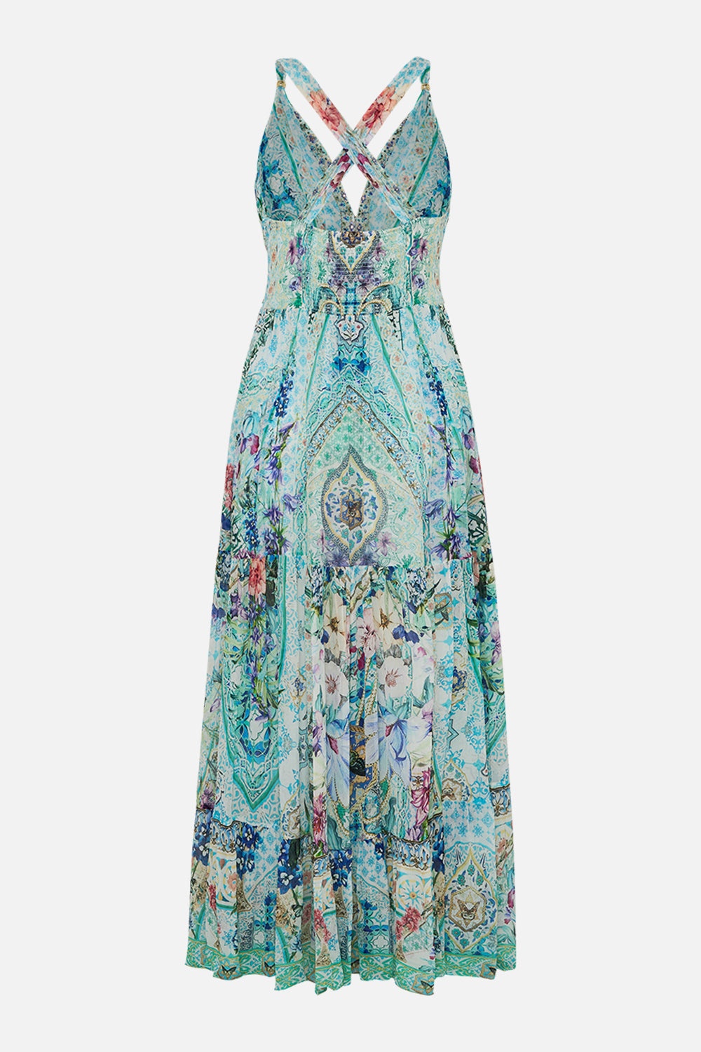 BEAD STRAP GATHERED PANEL DRESS - 7