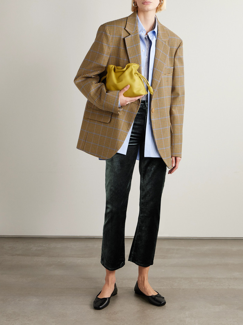 FRAME Le Sleek Cropped Cotton-blend Velvet Bootcut Pants outlook