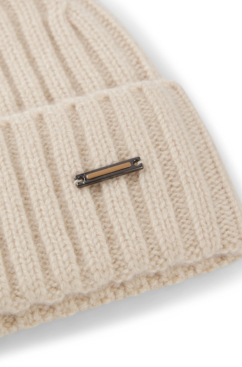 CASHMERE BEANIE HAT WITH RIBBING 5