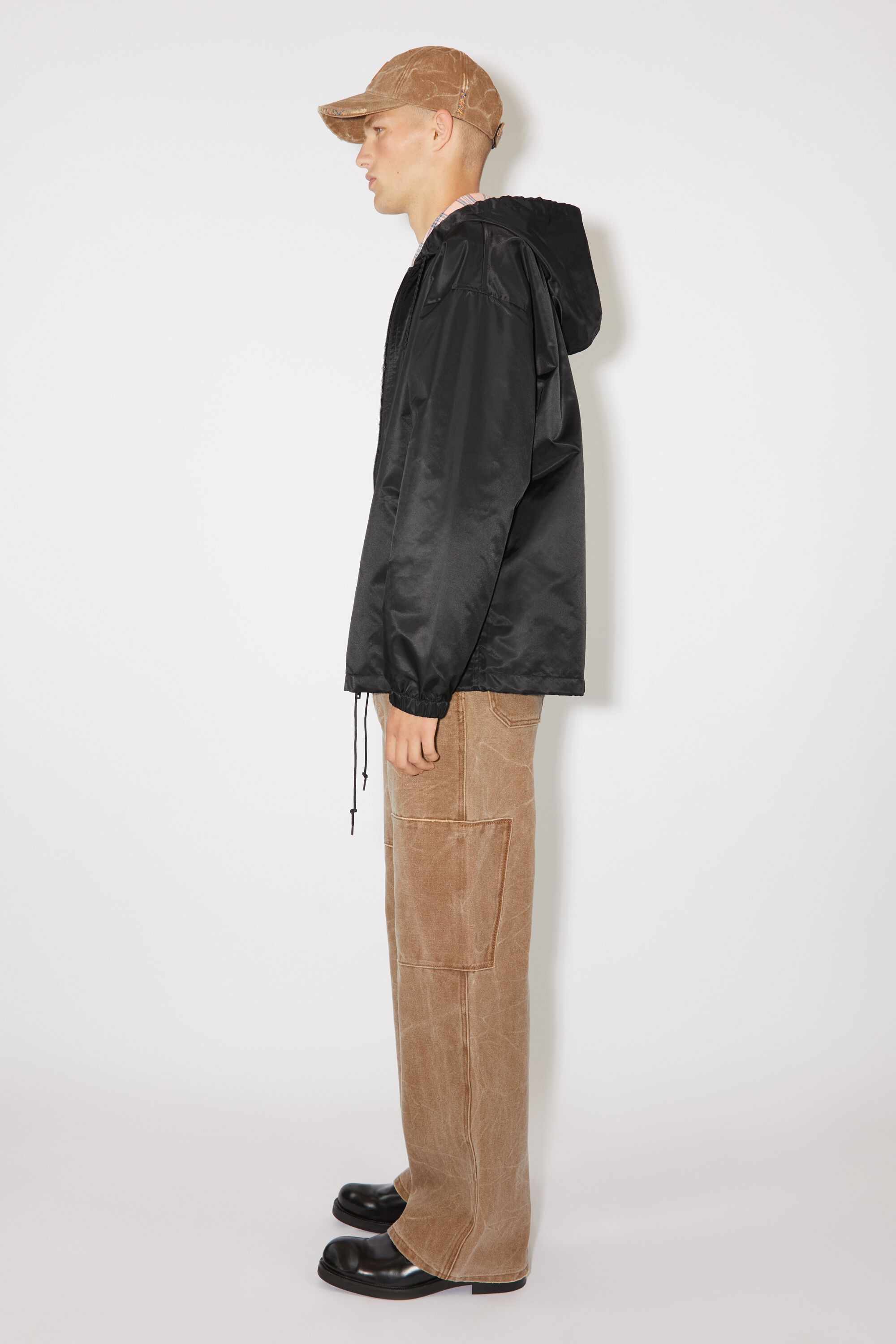 Hooded nylon jacket - Black - 4