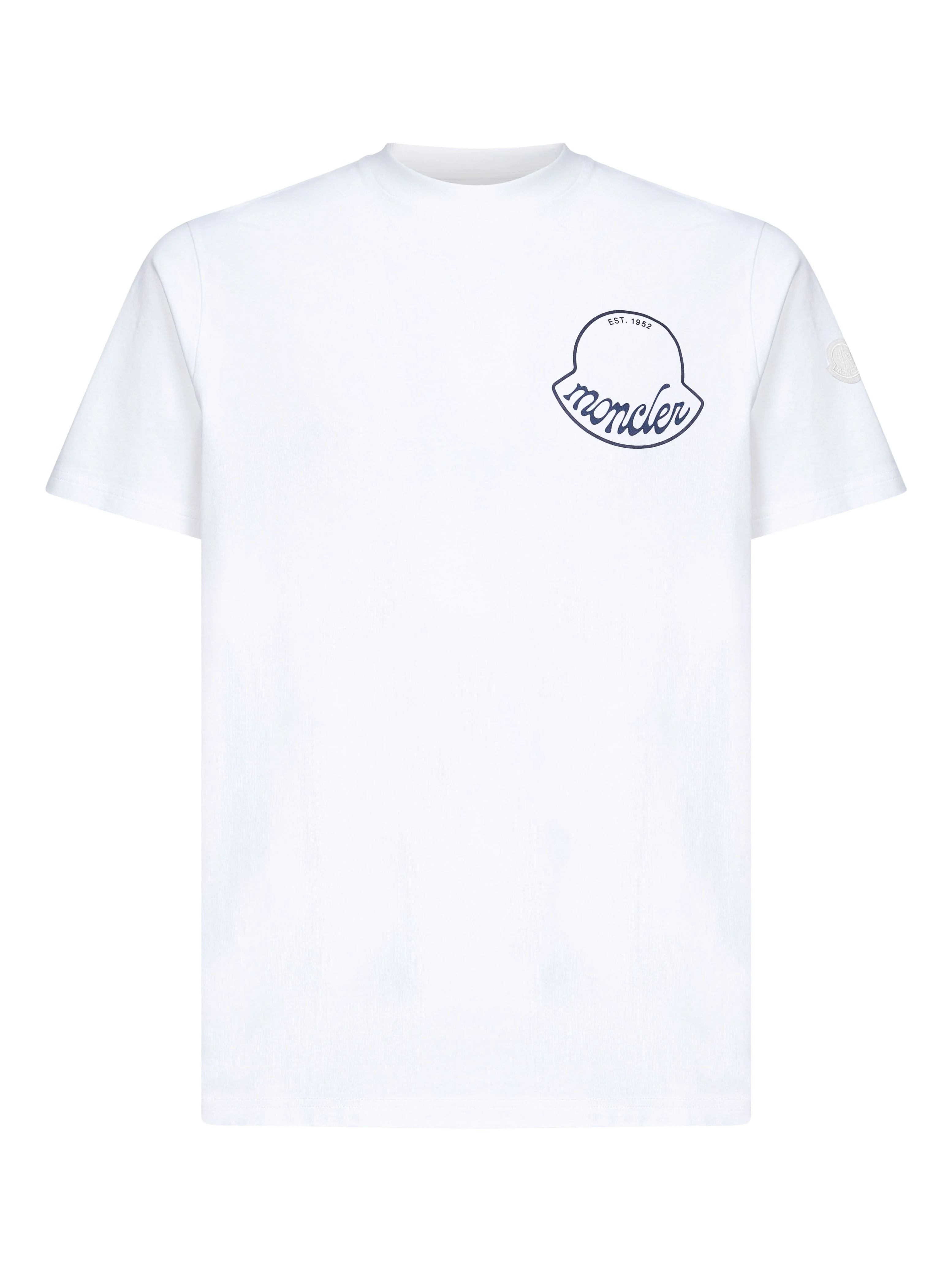 Moncler Men White Cotton Logo T-Shirt - 1