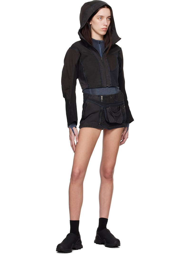 HYEIN SEO Black & Gray Patchwork Crop Jacket outlook