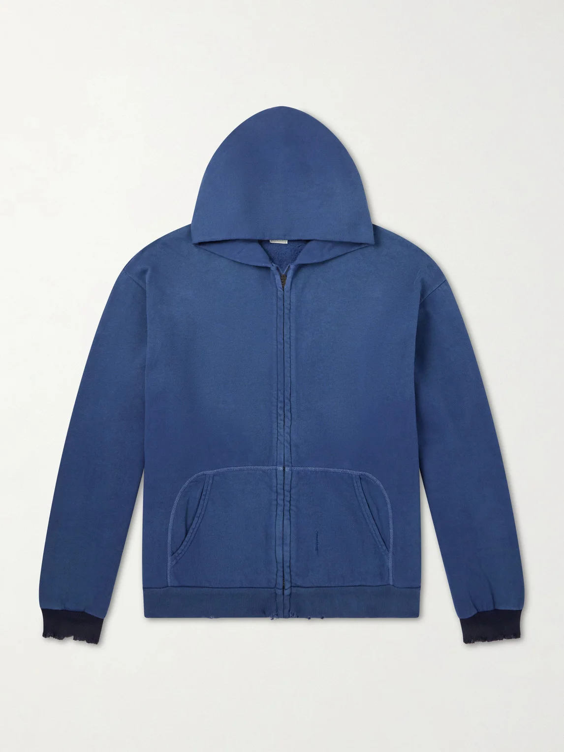 Distressed Cotton-Jersey Zip-Up Hoodie - 1