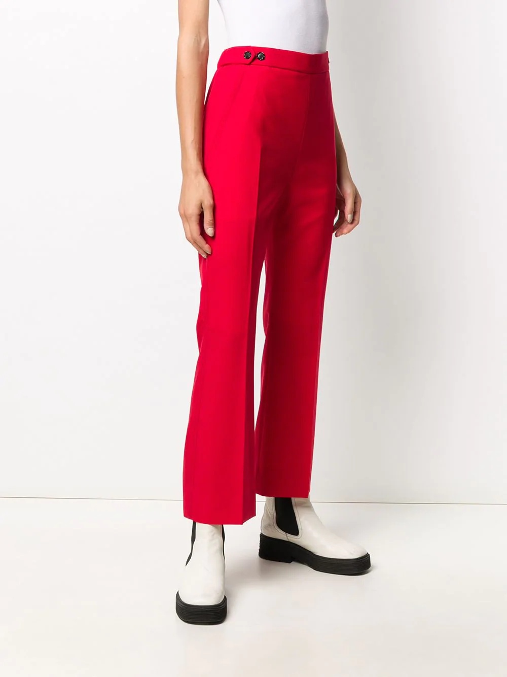 cropped wool bootleg trousers - 3