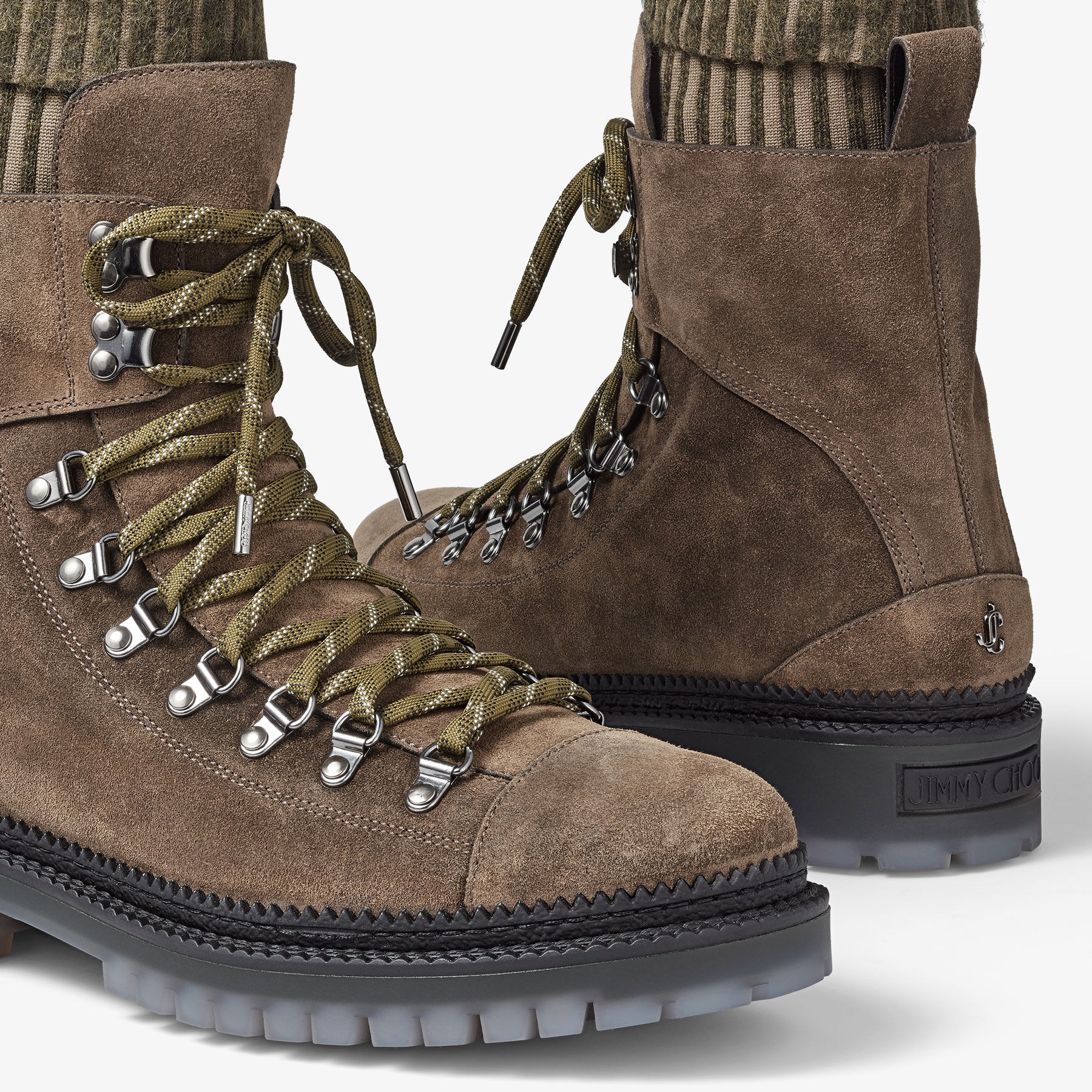 Devin
Umber Crosta Suede Boots with Knitted Socks - 3