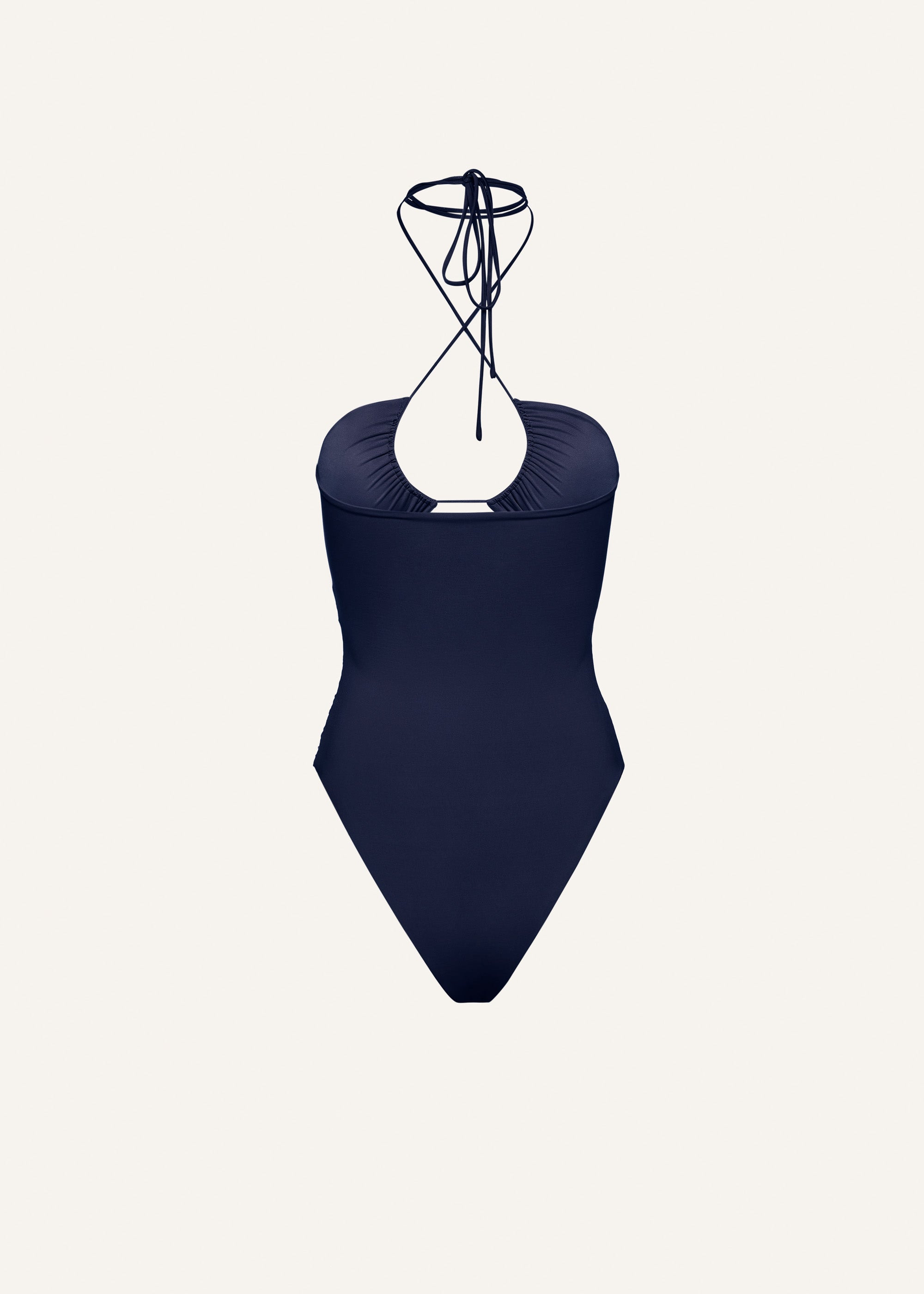 Crisscross halter swimsuit in navy - 2