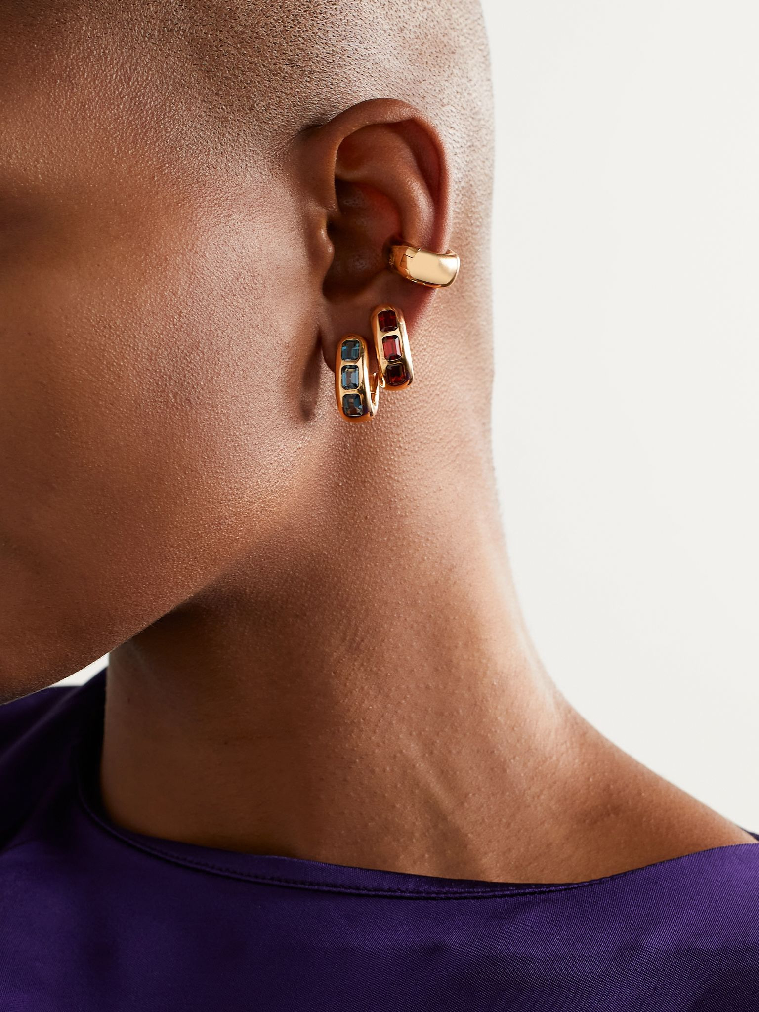 18-karat rose gold topaz hoop earrings Gold - 4