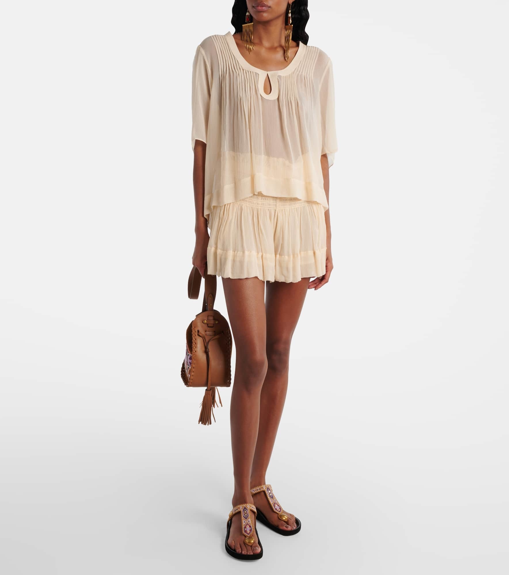 Maelly shirred silk shorts - 2