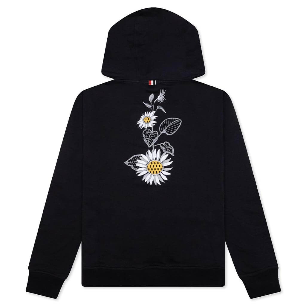 RELAXED FIT HOODIE PULLOVER W/ BRODERIE ANGLAISE FLOWER - NAVY - 2