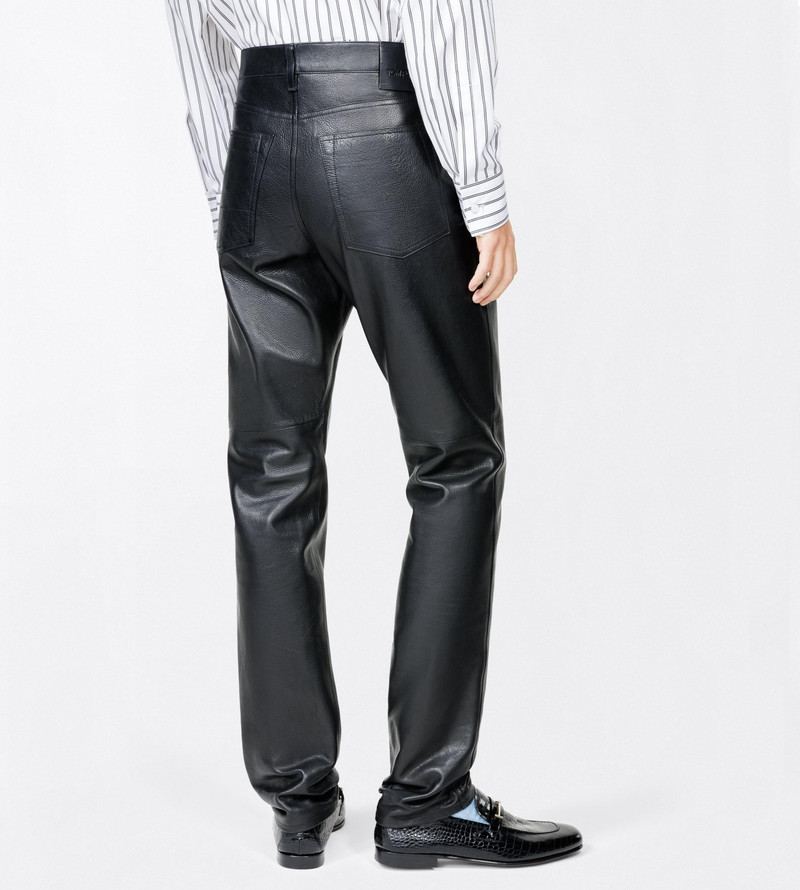 NATURAL GRAIN CALF LEATHER 5 POCKET PANTS 4