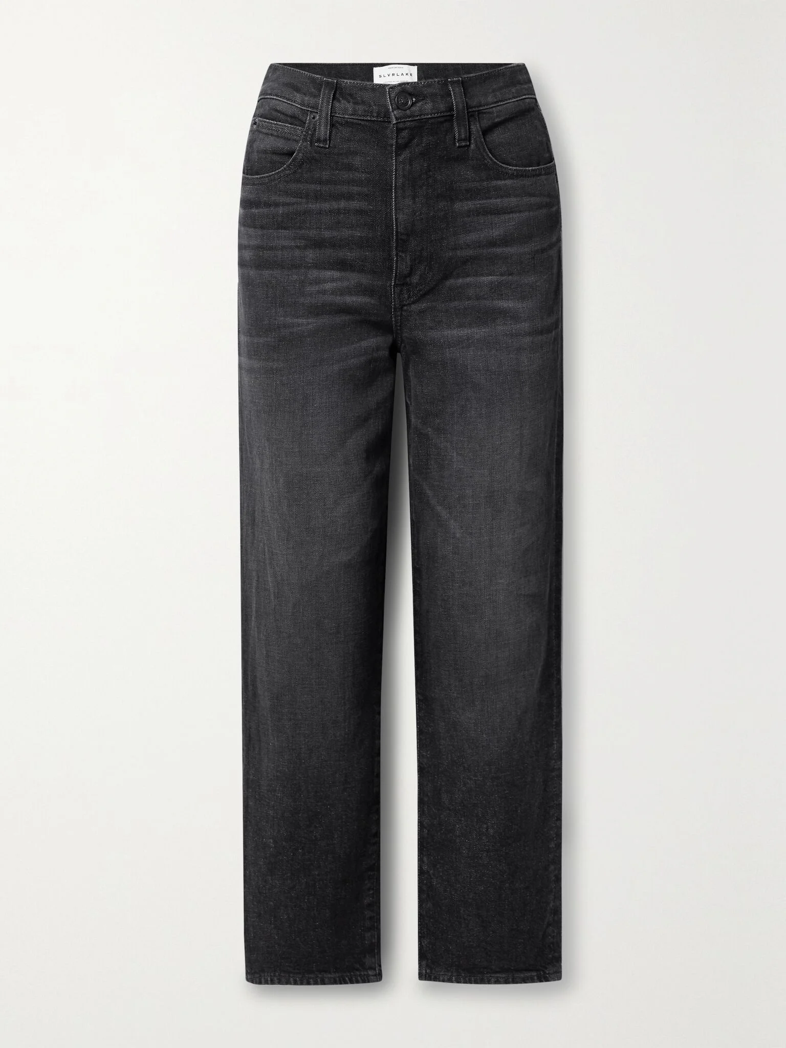 + NET SUSTAIN London cropped high-rise straight-leg organic jeans Black - 1