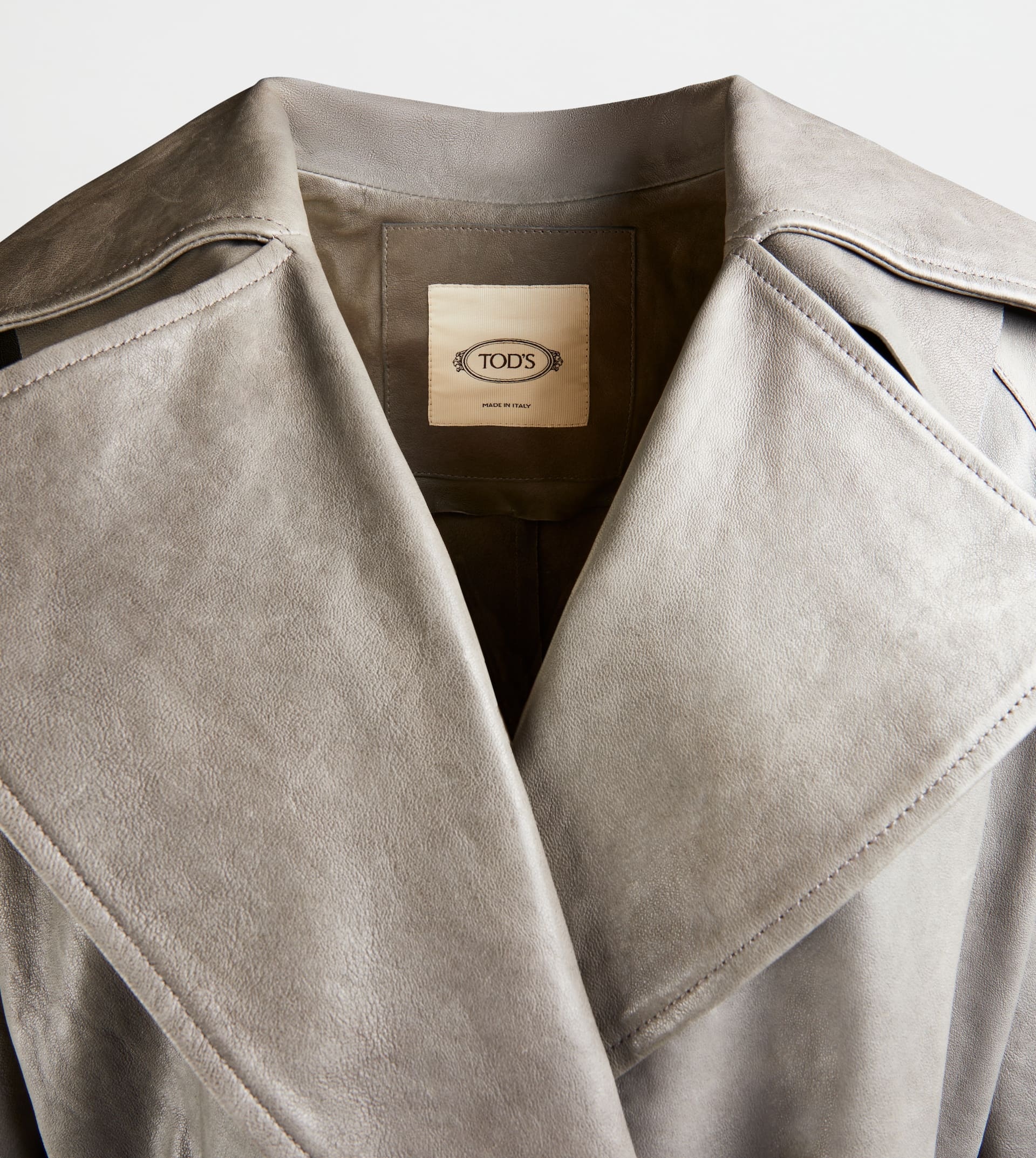 TRENCH COAT IN LEATHER - GREY - 10