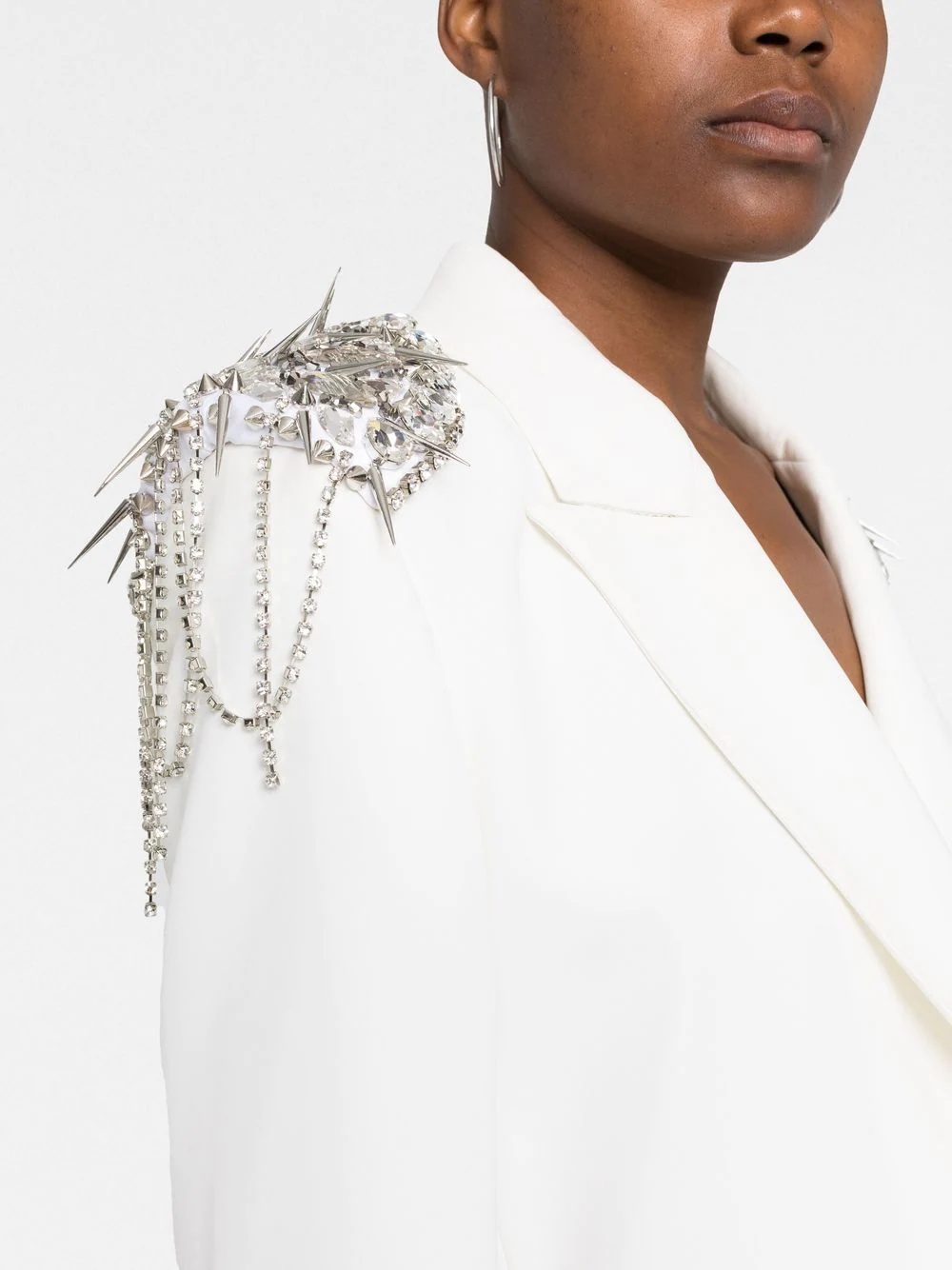 crystal-embellished double-breasted blazer - 3