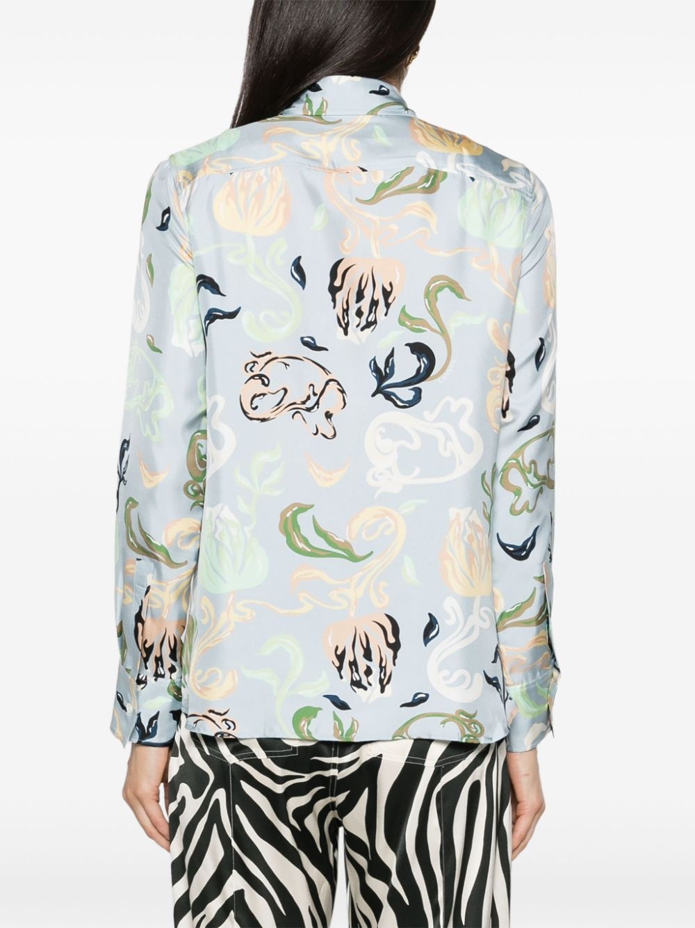 graphic-print silk shirt - 4