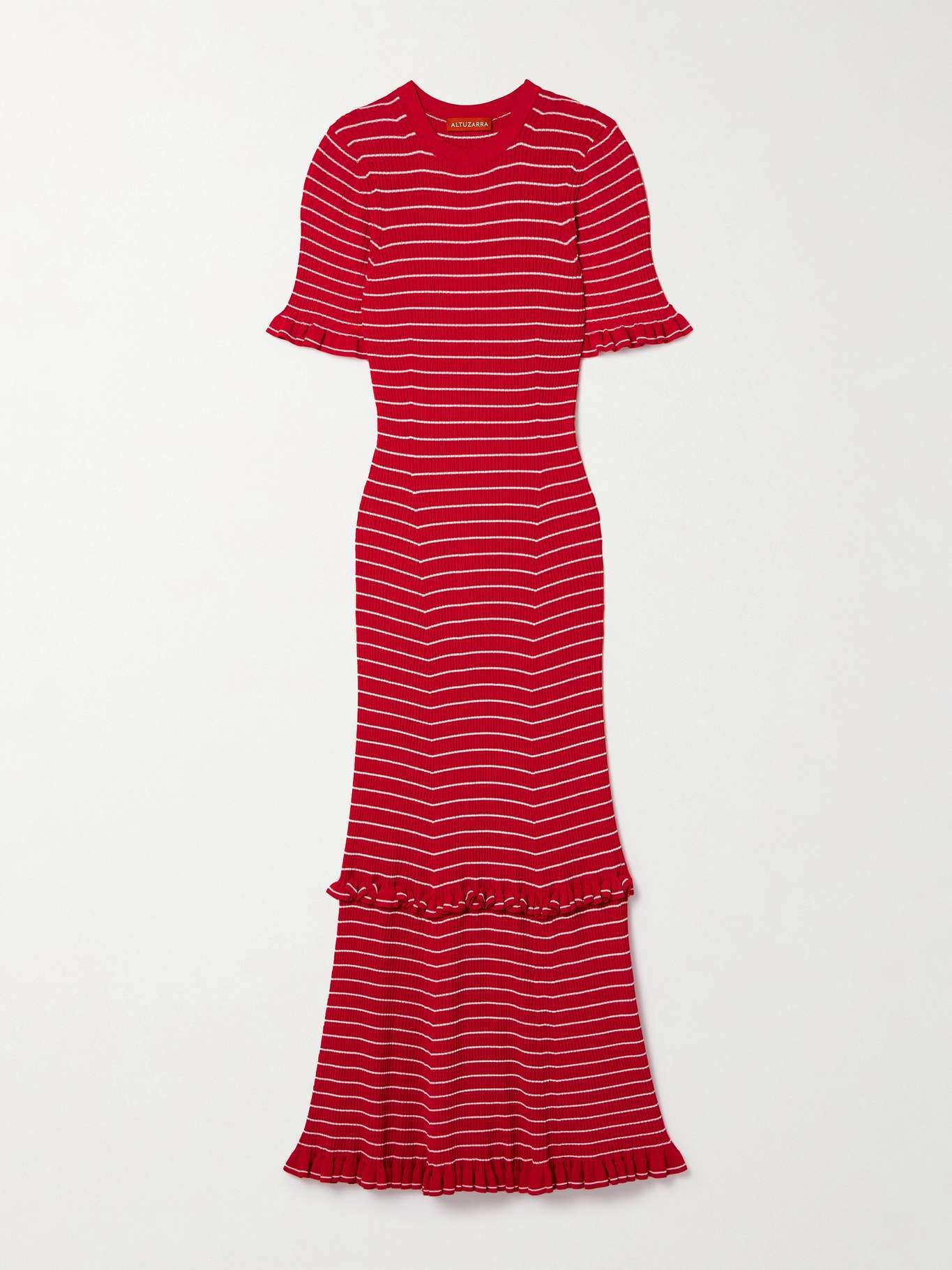 Delpini ruffled striped ribbed-knit midi dress - 1