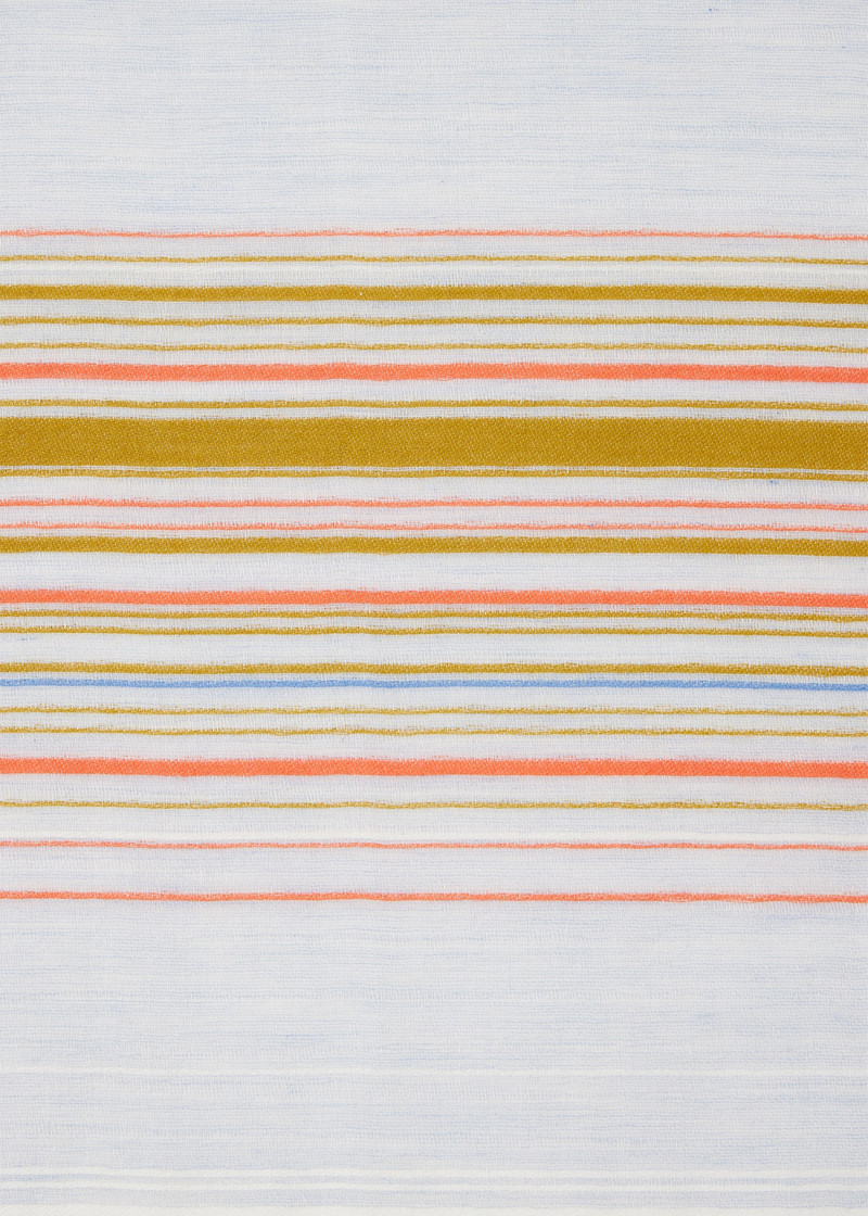 Blue Cotton-Blend Thin Stripe Scarf 3