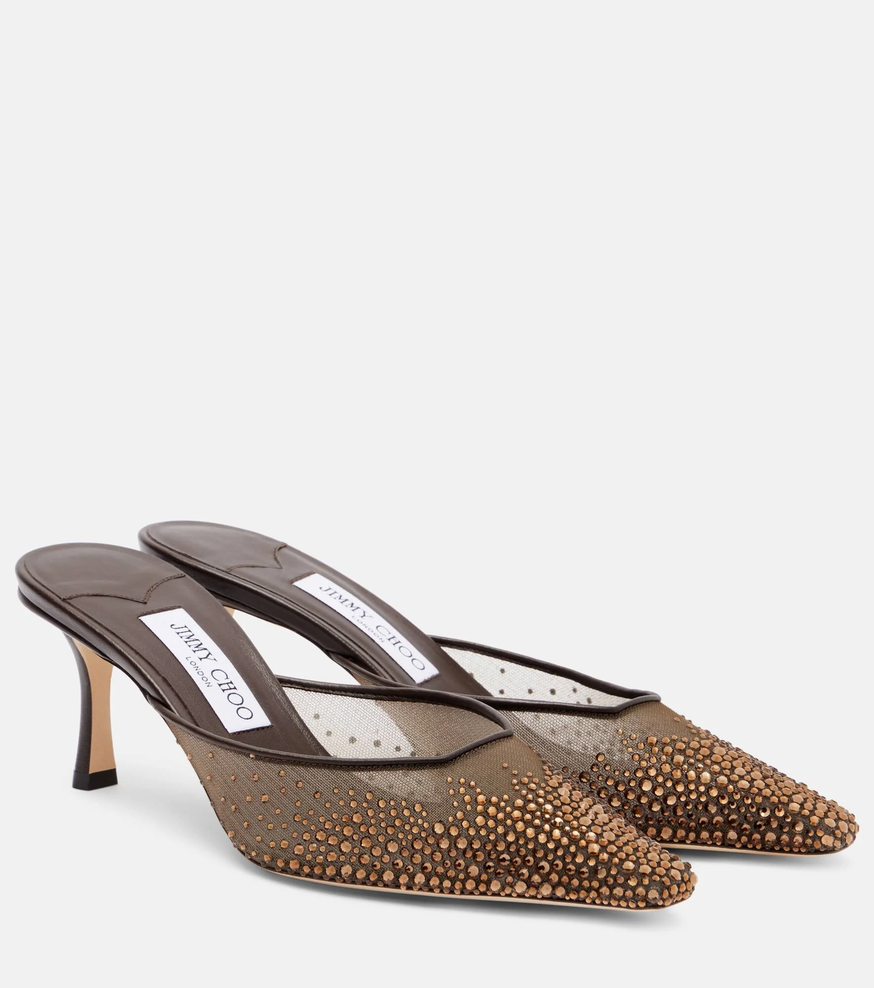 Vivi 65 crystal-embellished mesh mules - 1