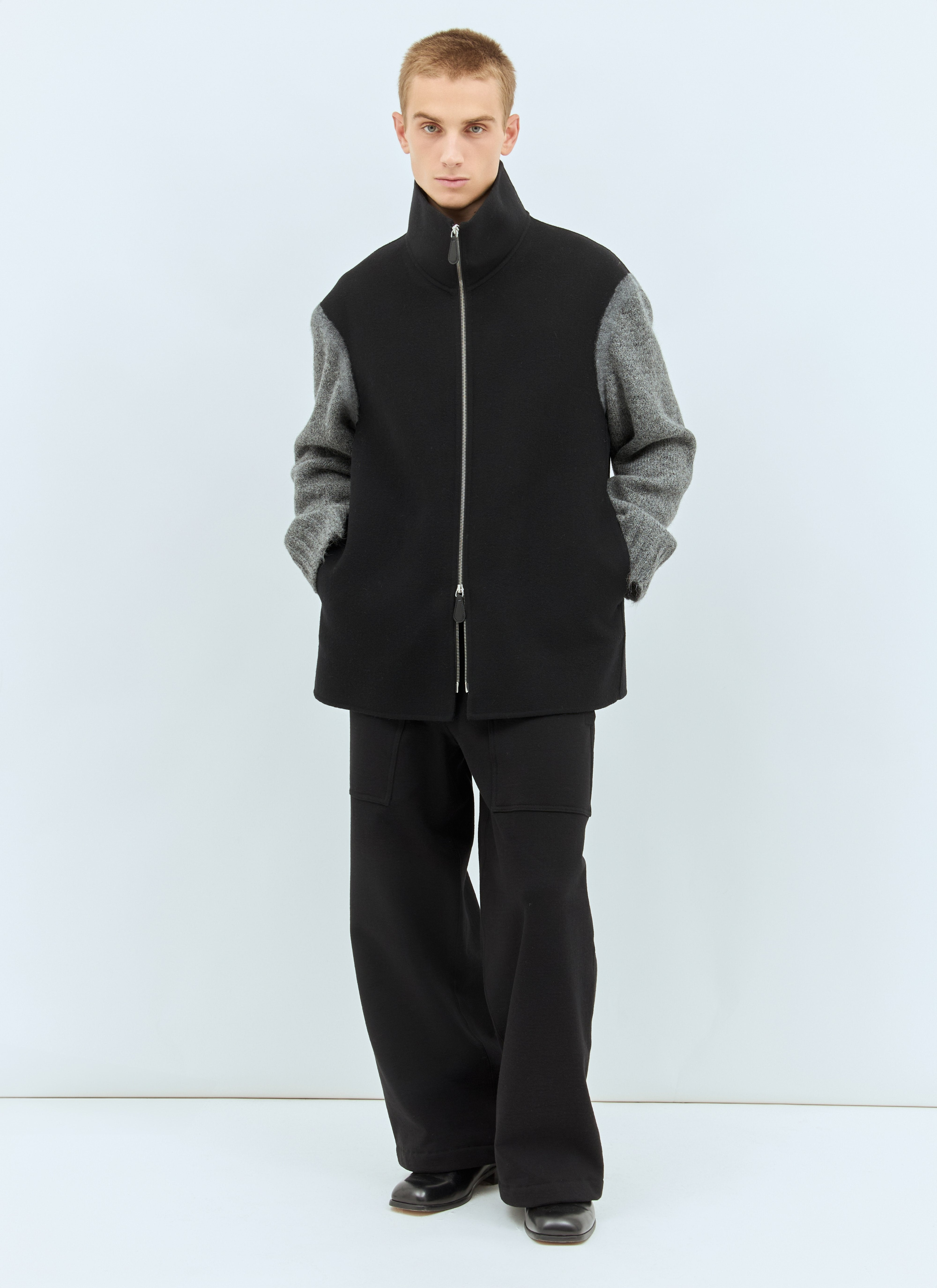 Jil Sander Men Knit-Sleeves Wool Jacket - 2