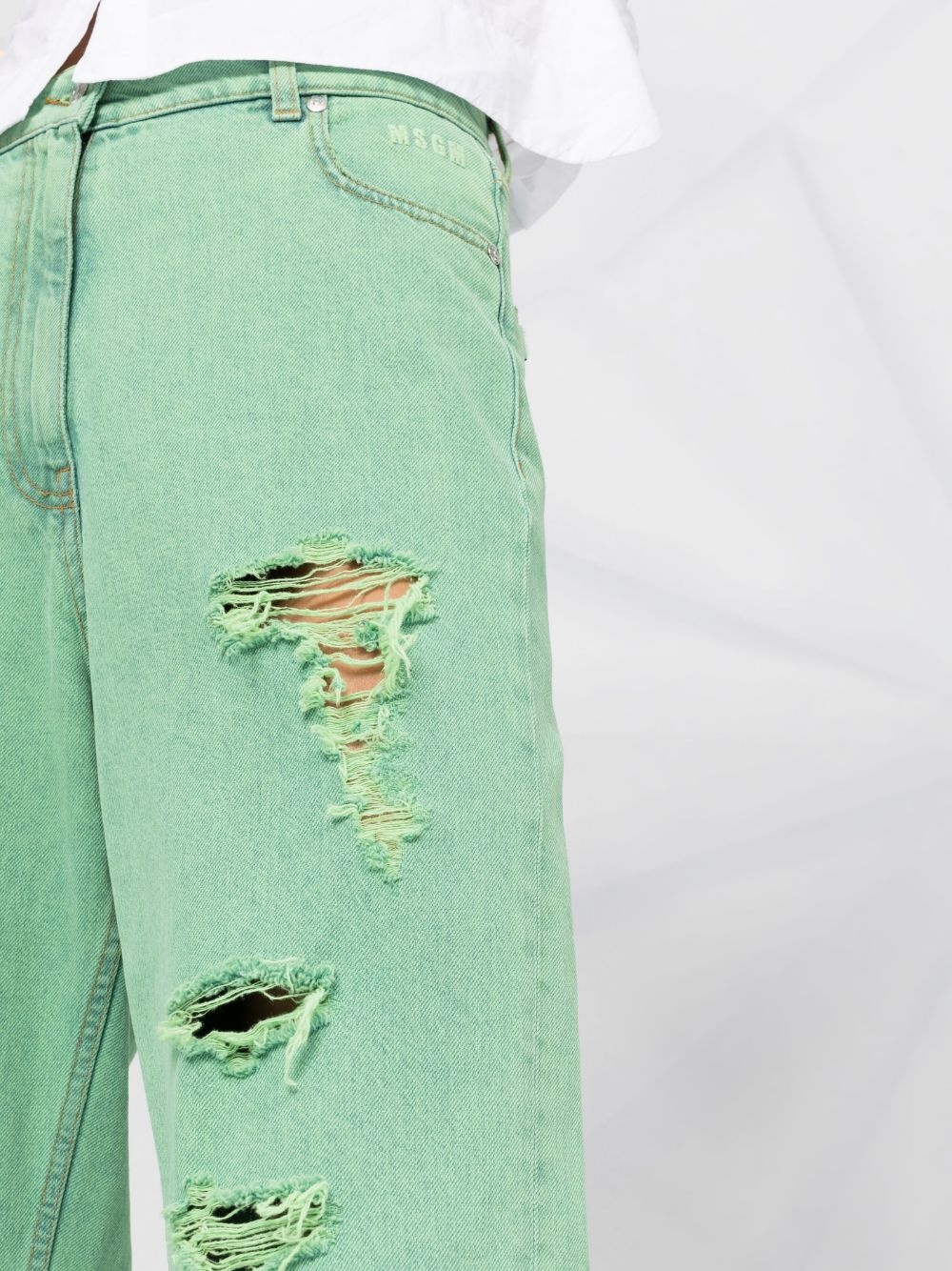 embroidered-logo distressed-effect jeans - 5