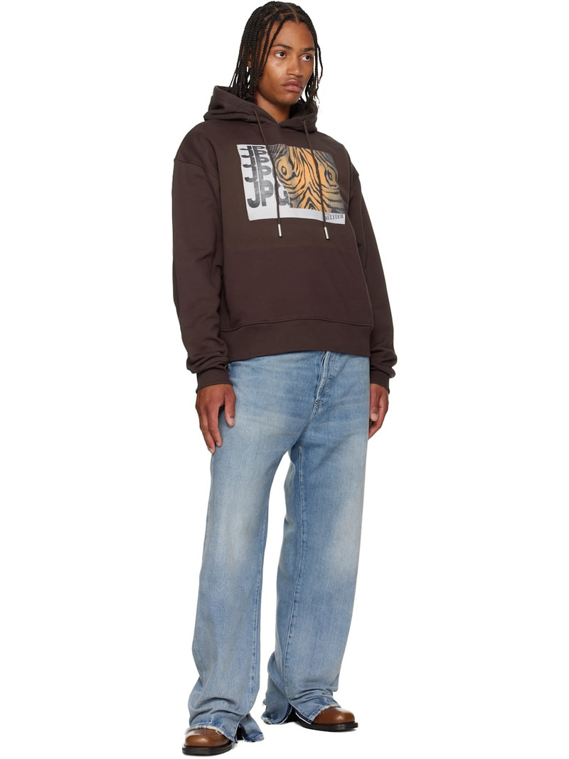 Jean Paul Gaultier Brown Printed Wood Hoodie outlook