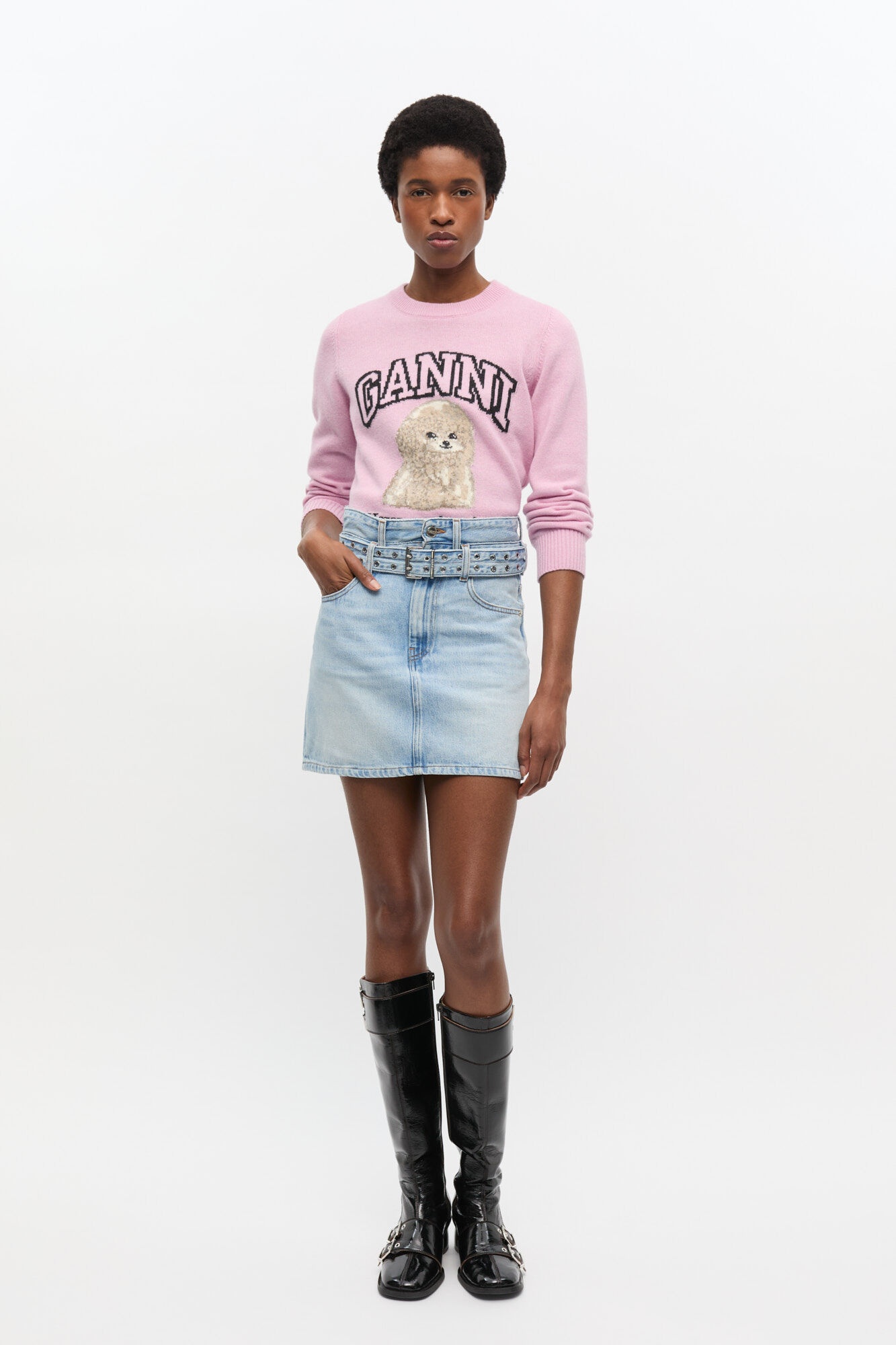 LIGHT BLUE DENIM MINI SKIRT - 2