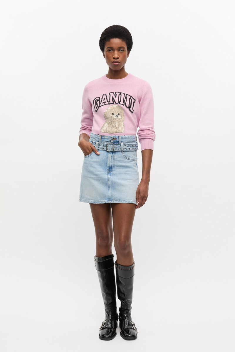 GANNI LIGHT BLUE DENIM MINI SKIRT outlook